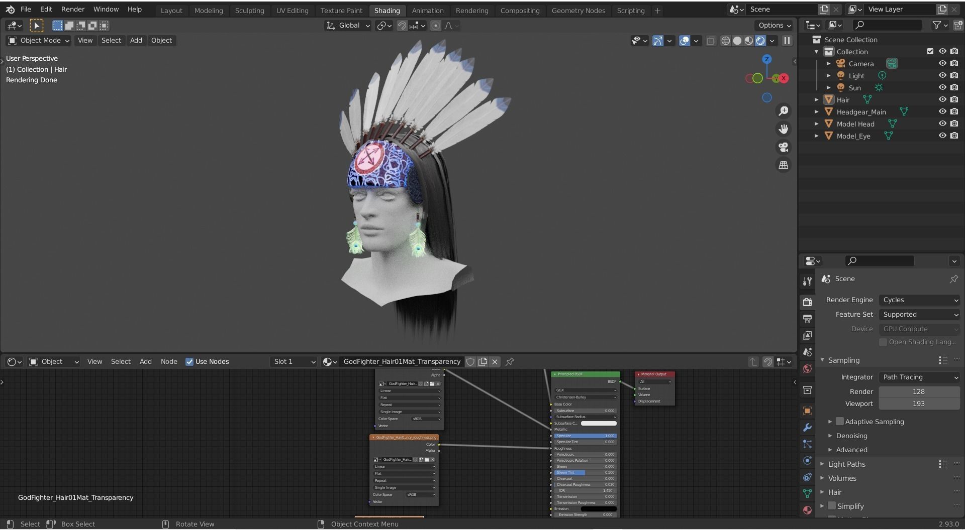 Indian Hair with Headgear Low-poly 3D model_6