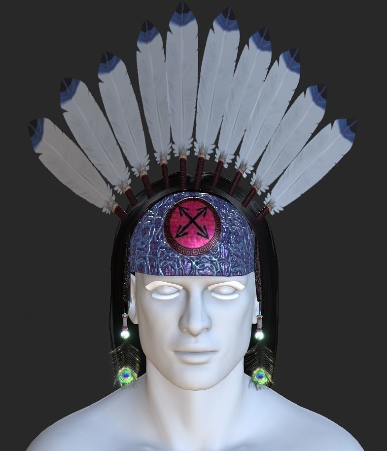 Indian Hair with Headgear Low-poly 3D model_1