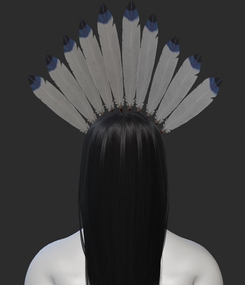 Indian Hair with Headgear Low-poly 3D model_2