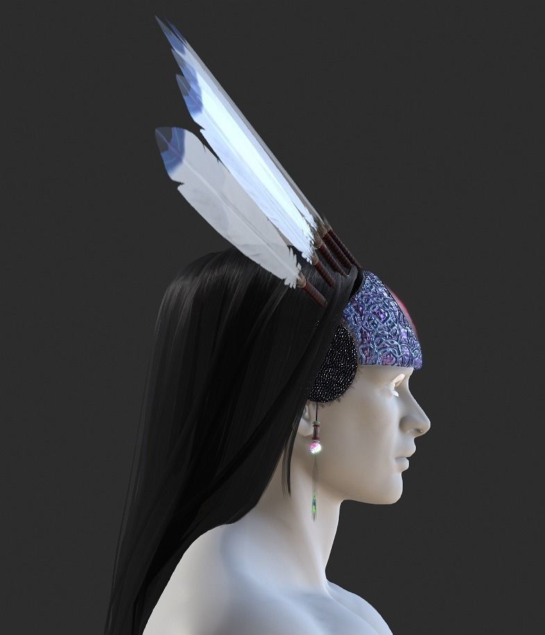 Indian Hair with Headgear Low-poly 3D model_3
