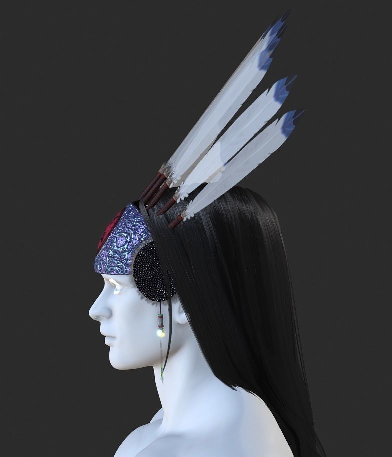 Indian Hair with Headgear Low-poly 3D model_4