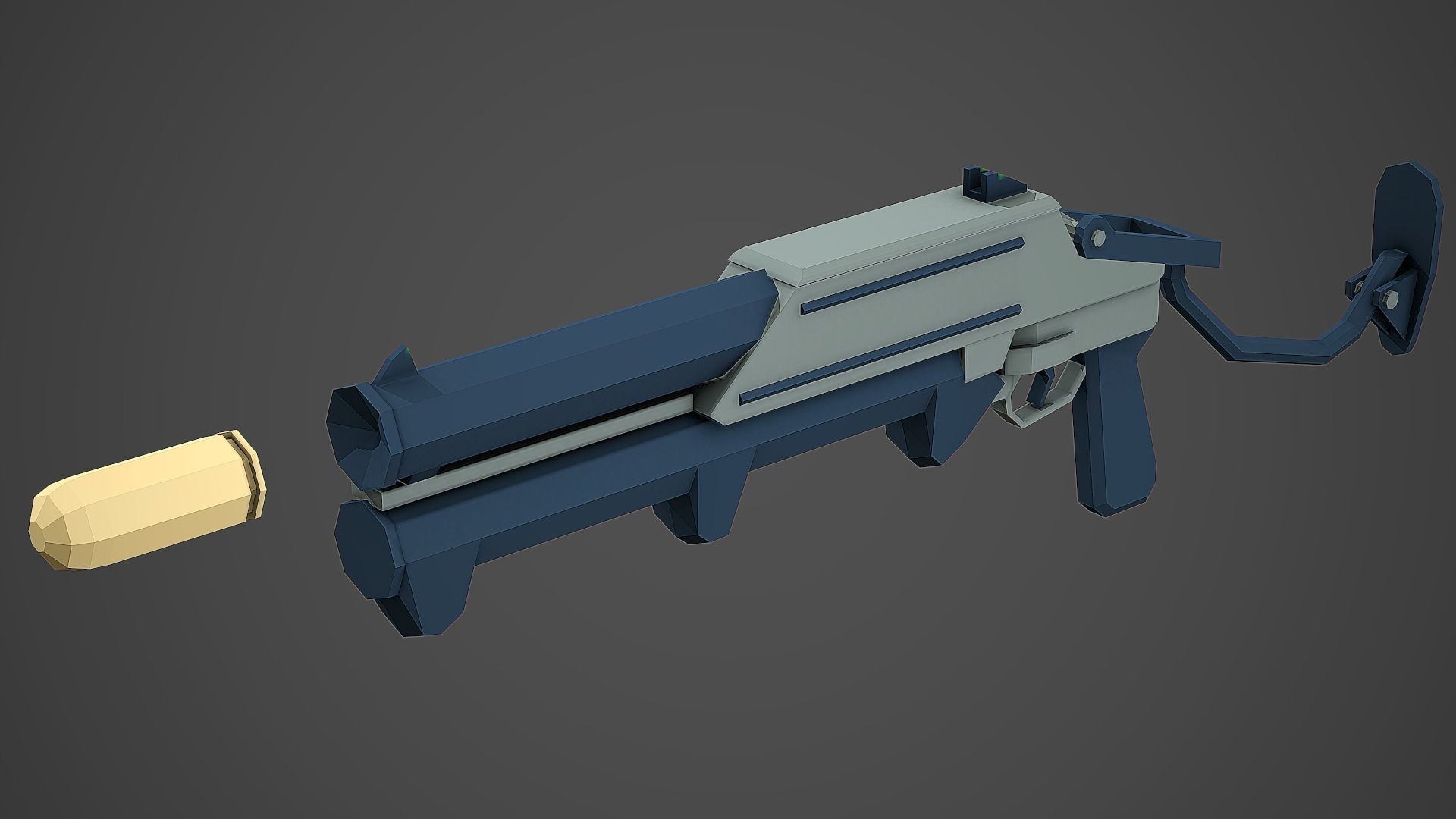 Stylized GM-94 Grenade Launcher Low Poly Mobile Ready Low-poly 3D model_2