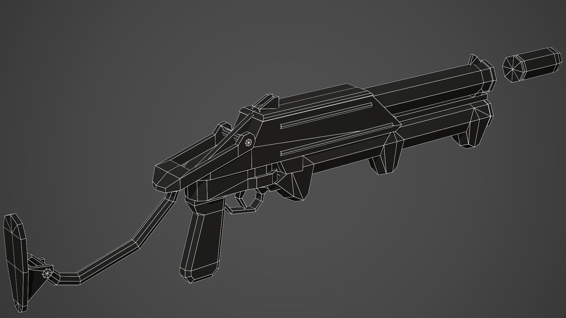 Stylized GM-94 Grenade Launcher Low Poly Mobile Ready Low-poly 3D model_8