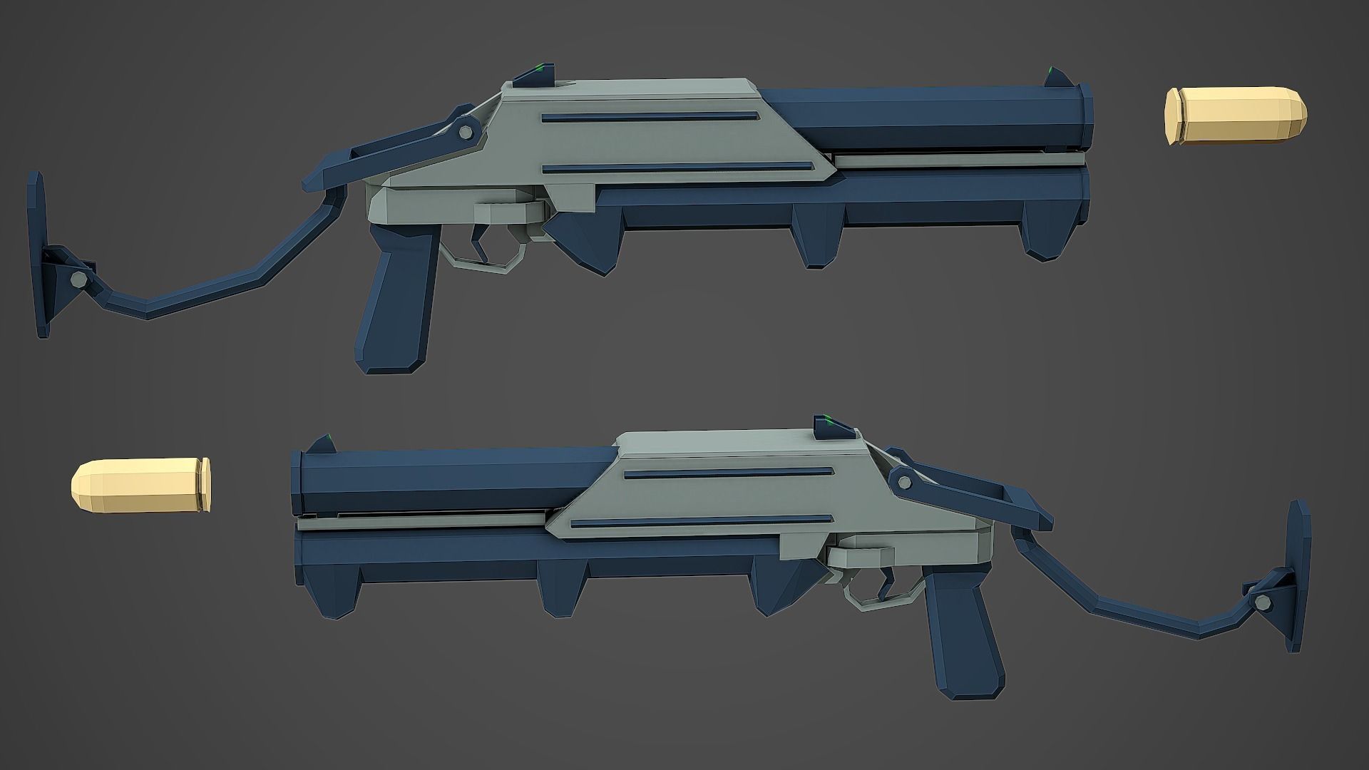 Stylized GM-94 Grenade Launcher Low Poly Mobile Ready Low-poly 3D model_3