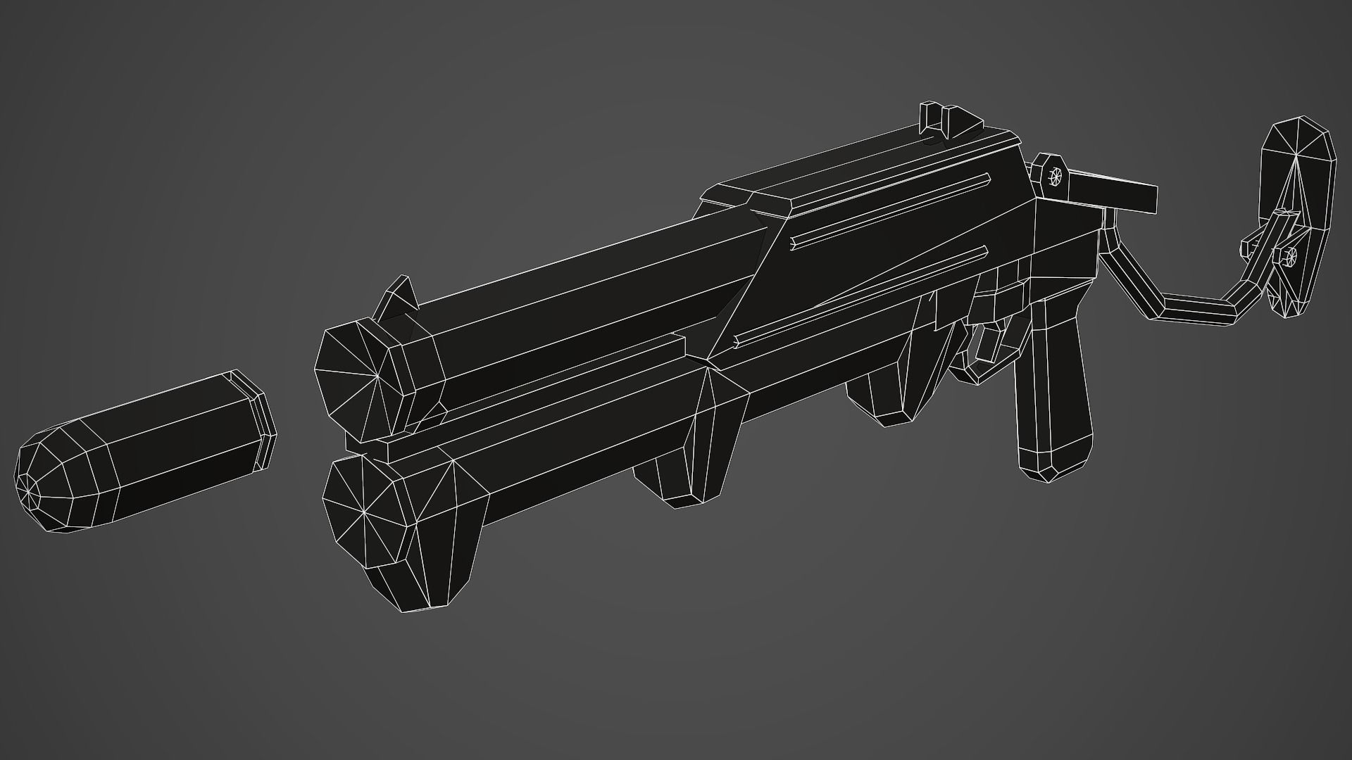 Stylized GM-94 Grenade Launcher Low Poly Mobile Ready Low-poly 3D model_9