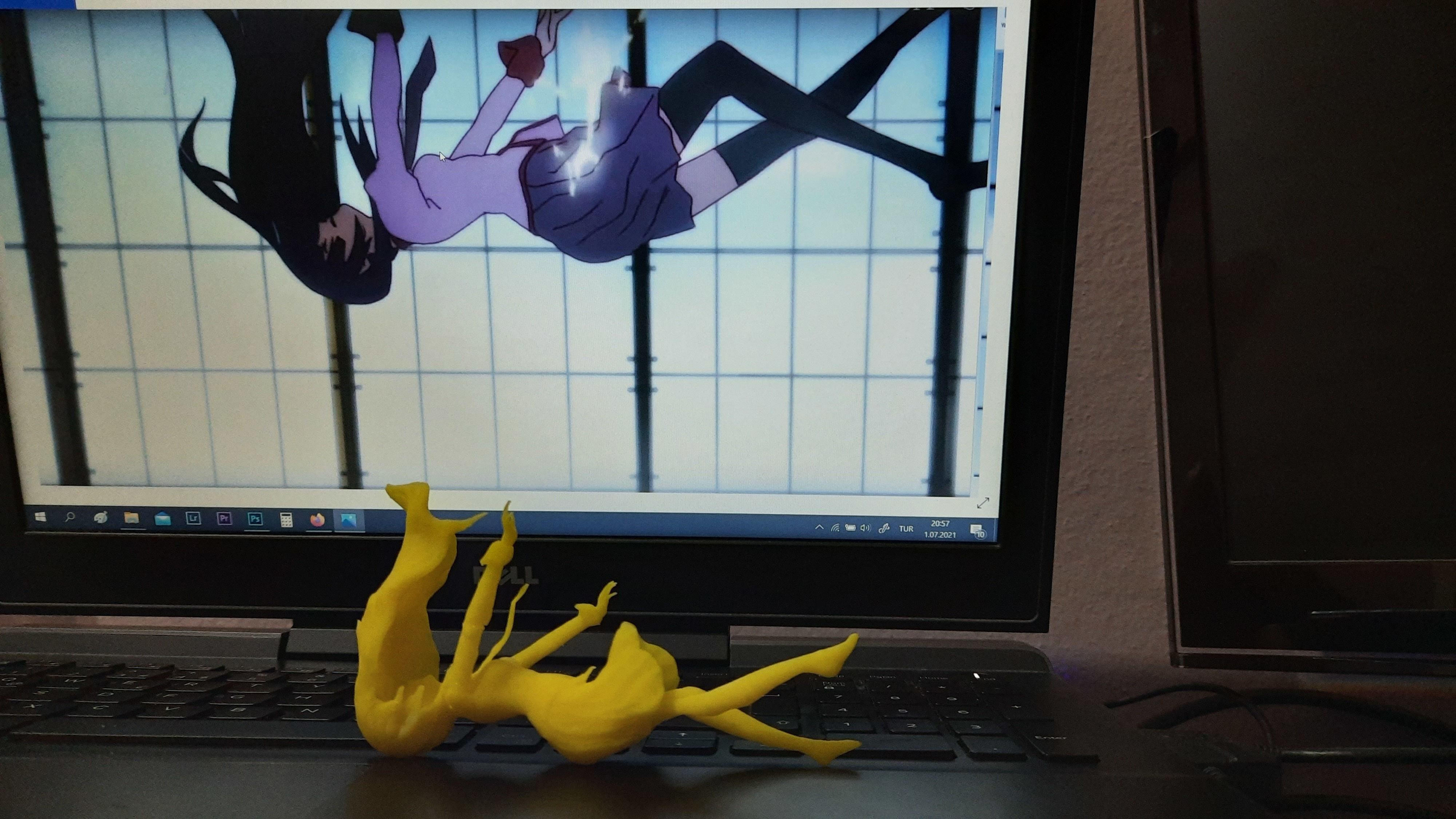 Falling anime girl senjougahara from monogatari falling 3D print model_1