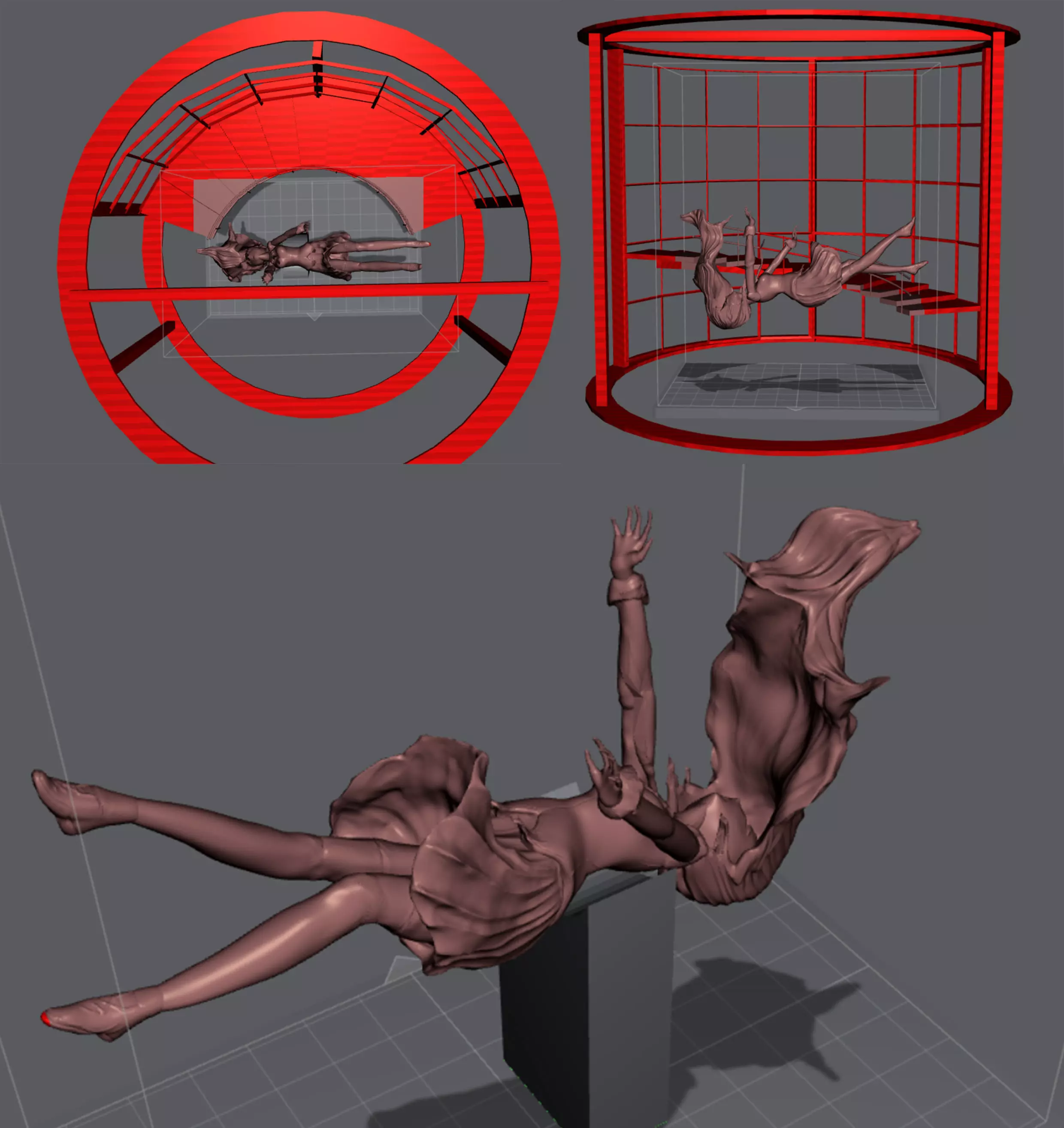 Falling anime girl senjougahara from monogatari falling 3D print model_0
