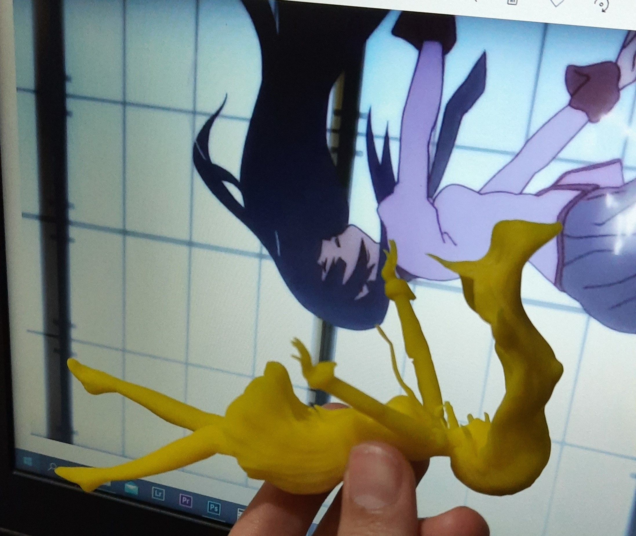 Falling anime girl senjougahara from monogatari falling 3D print model_2