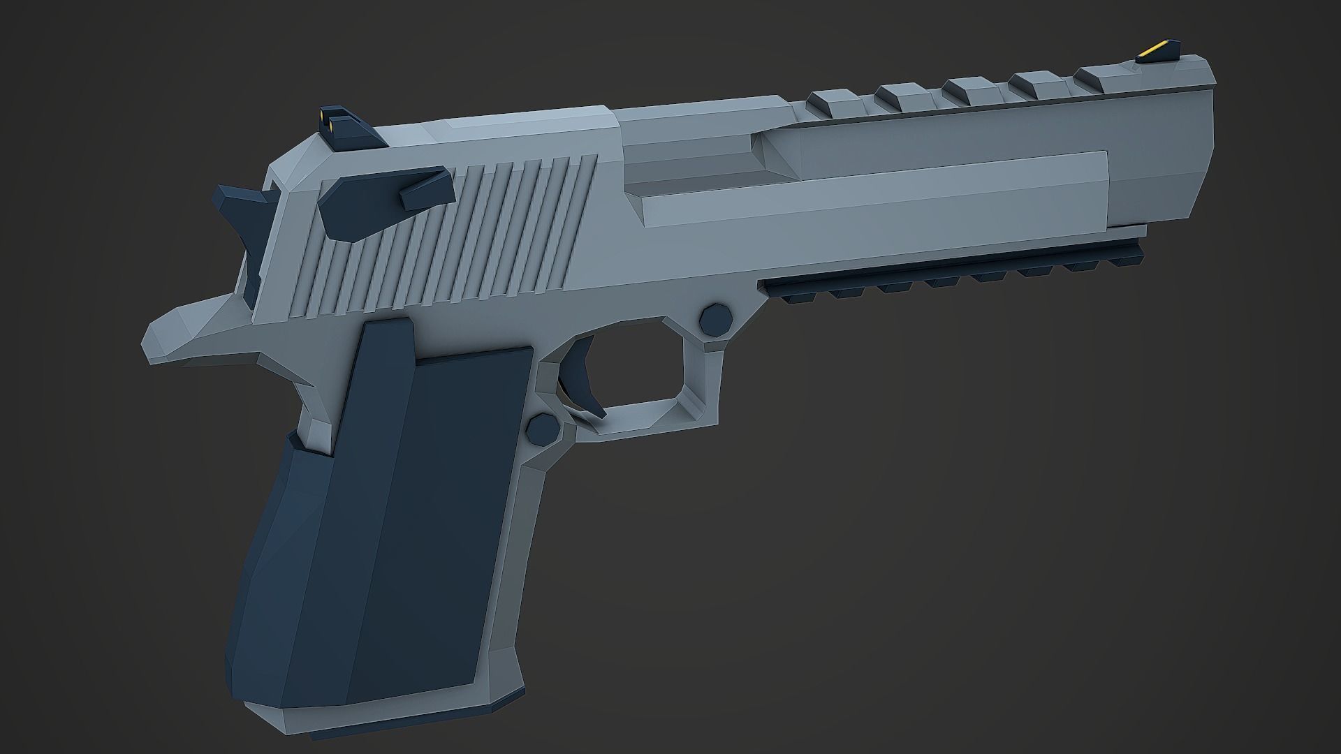 Stylized Desert Eagle Pistol Low Poly Mobile Ready Low-poly 3D model_1