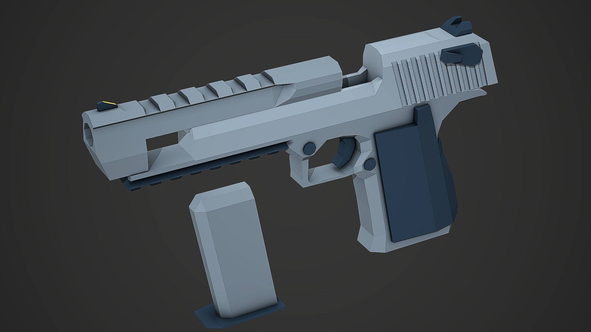 Stylized Desert Eagle Pistol Low Poly Mobile Ready Low-poly 3D model_6