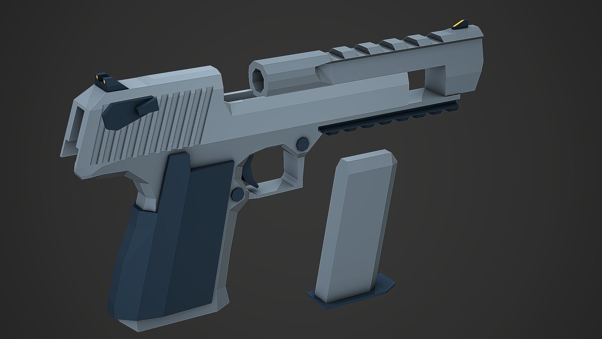 Stylized Desert Eagle Pistol Low Poly Mobile Ready Low-poly 3D model_5