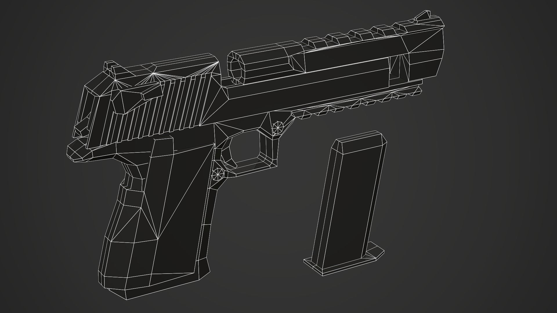 Stylized Desert Eagle Pistol Low Poly Mobile Ready Low-poly 3D model_10