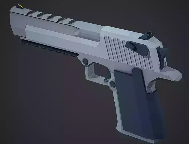 Stylized Desert Eagle Pistol Low Poly Mobile Ready Low-poly 3D model