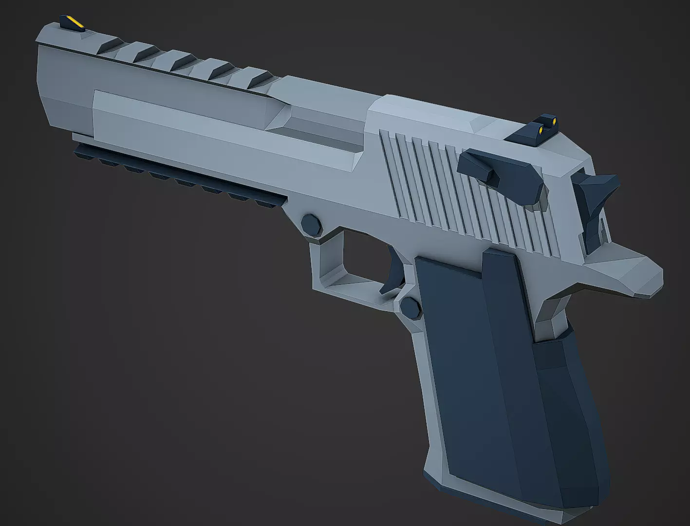 Stylized Desert Eagle Pistol Low Poly Mobile Ready Low-poly 3D model_0