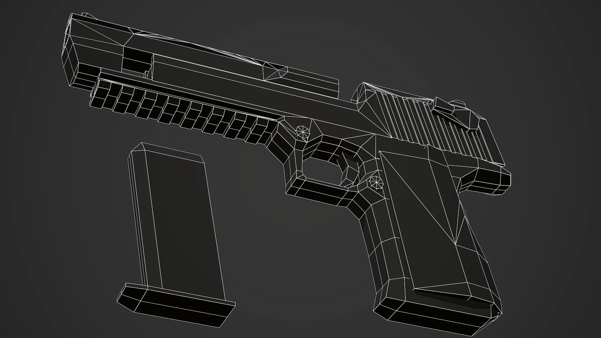 Stylized Desert Eagle Pistol Low Poly Mobile Ready Low-poly 3D model_12