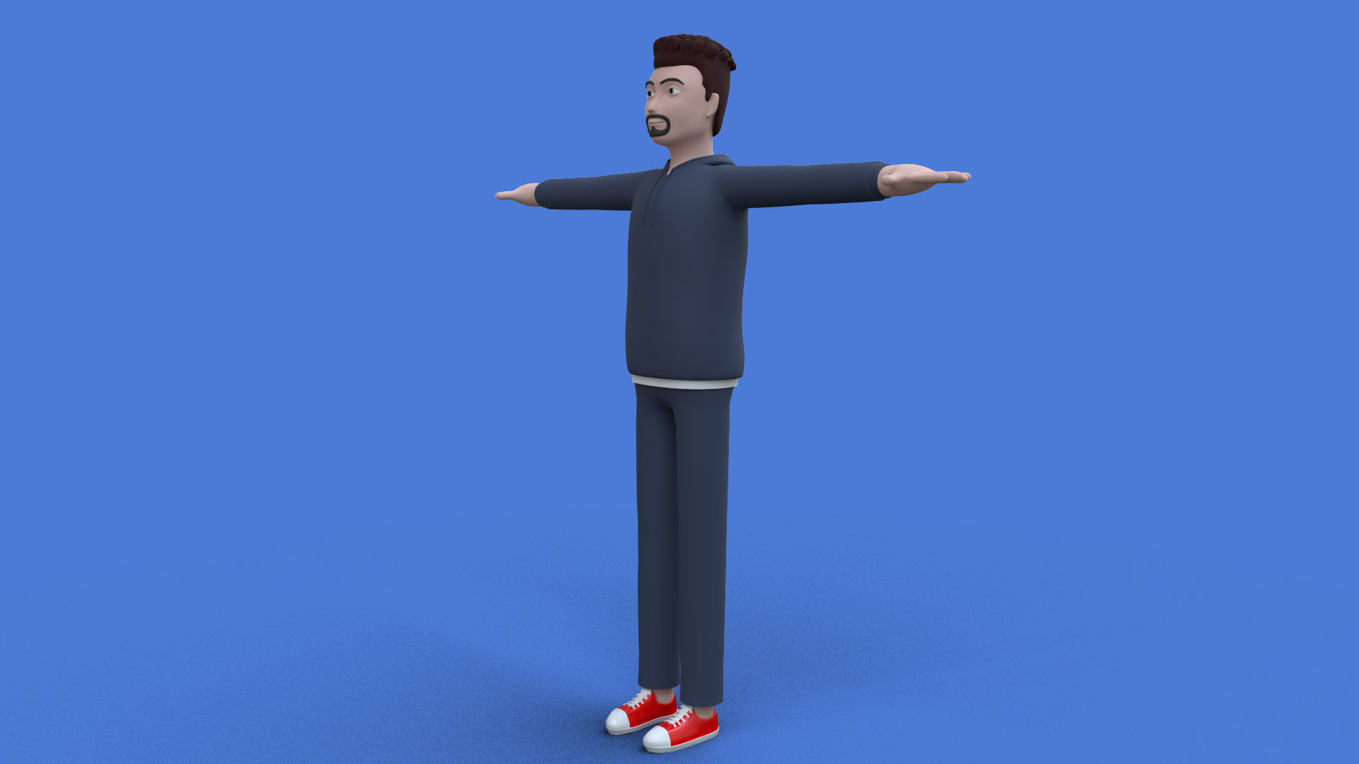 Stylish sports boy Low-poly 3D model_1