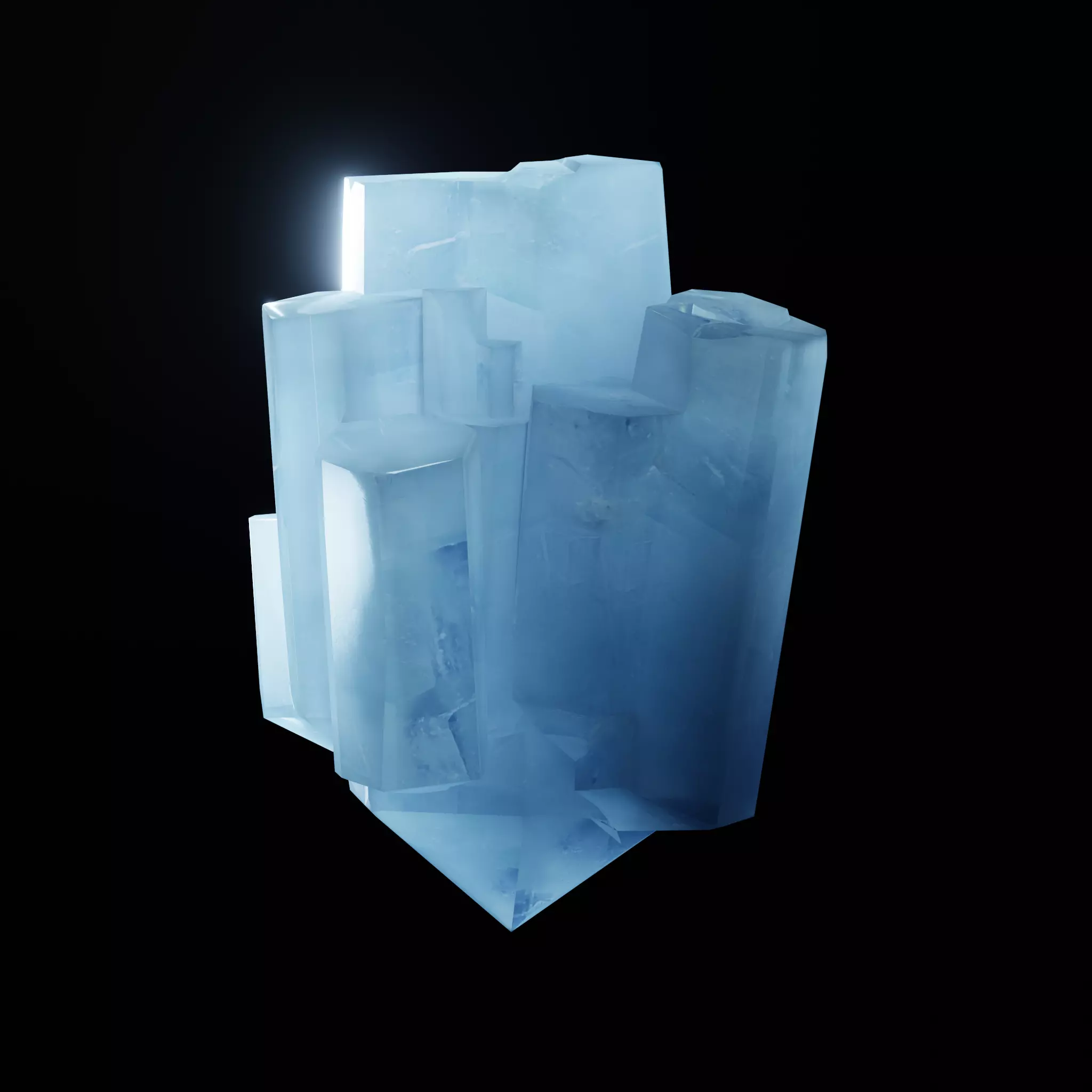 Aquamarine Crystal Low-poly 3D model