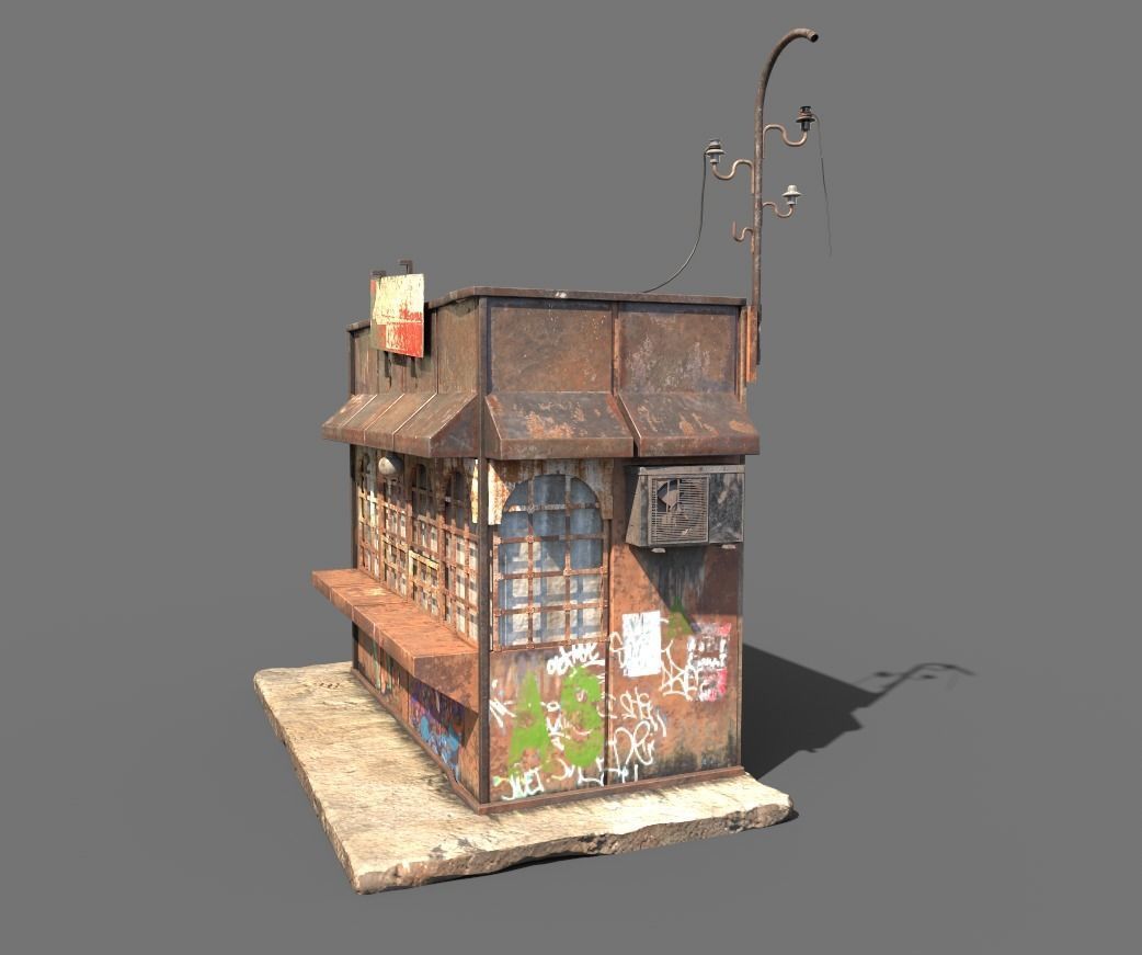 Rusty Metal Booth 3D model_4