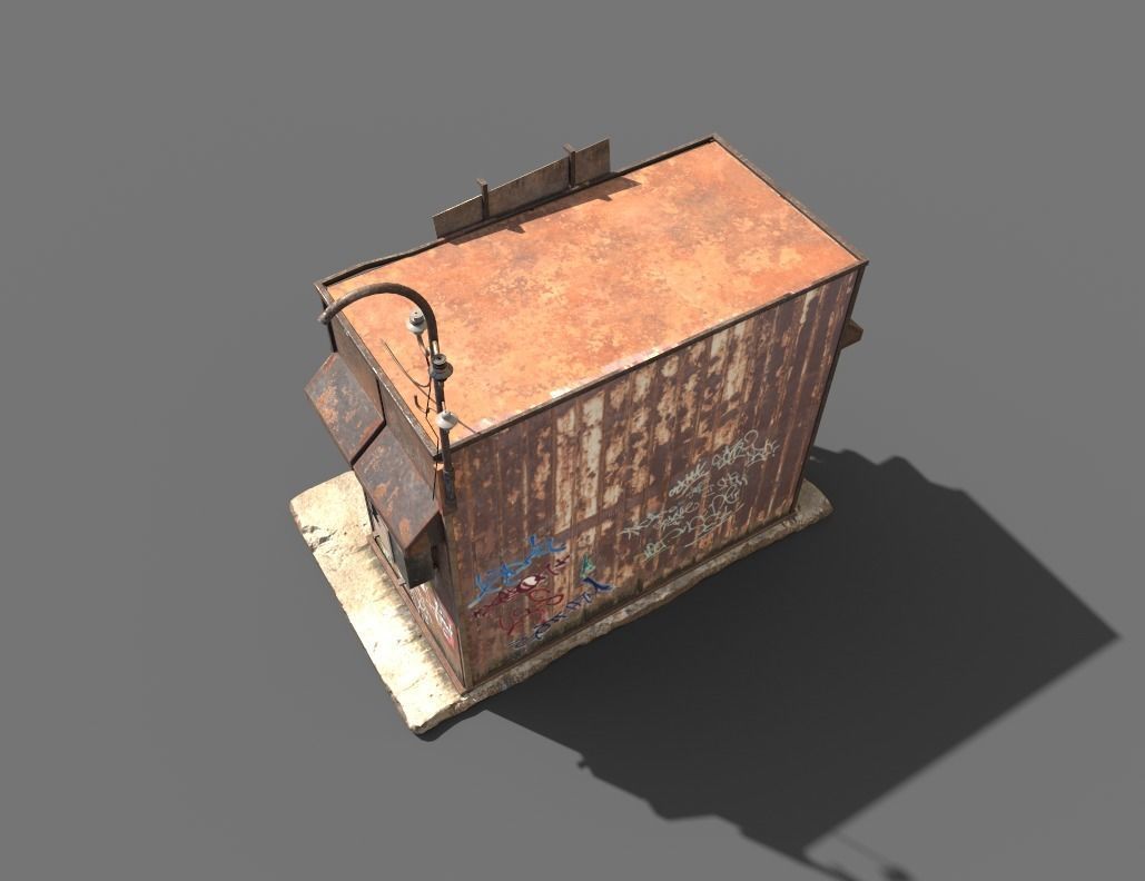 Rusty Metal Booth 3D model_5