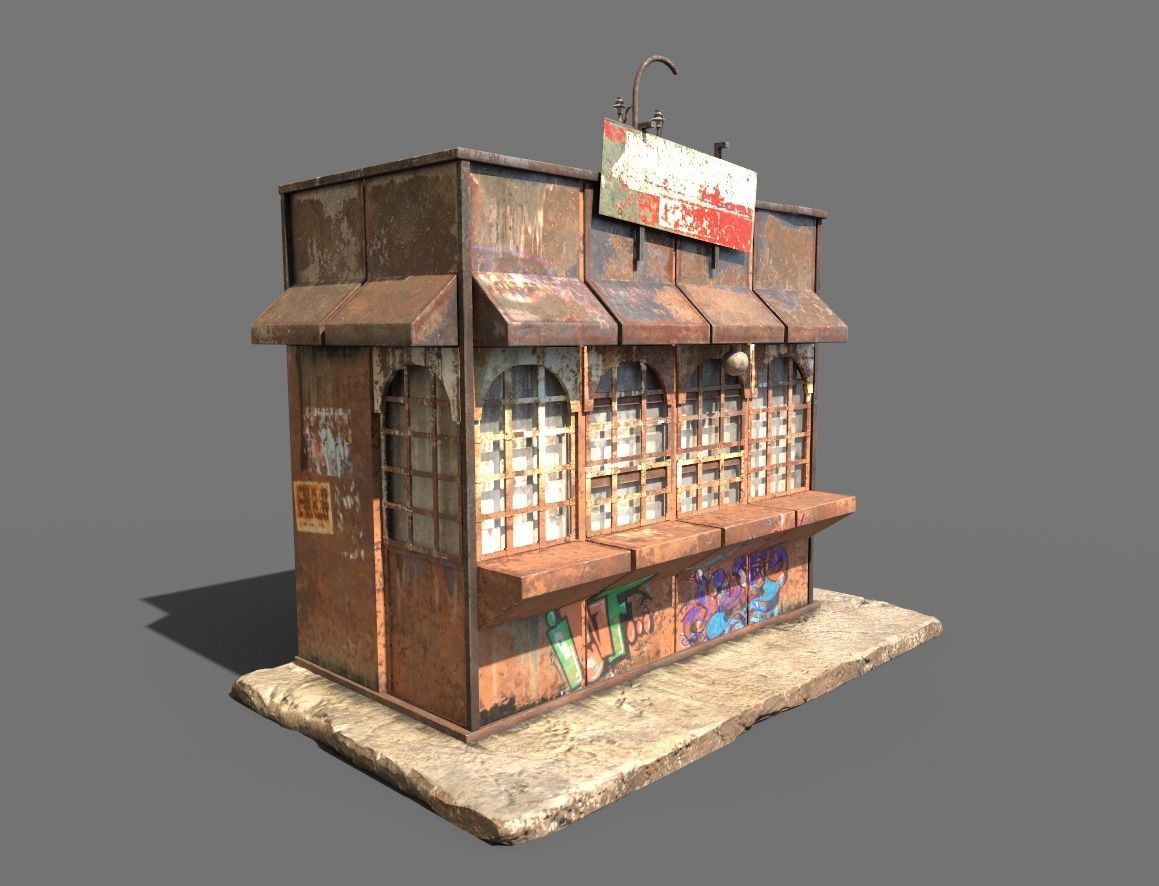 Rusty Metal Booth 3D model_2
