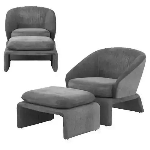 Armchair Design 01 - AD01 Velvet Armachair with Ottoman