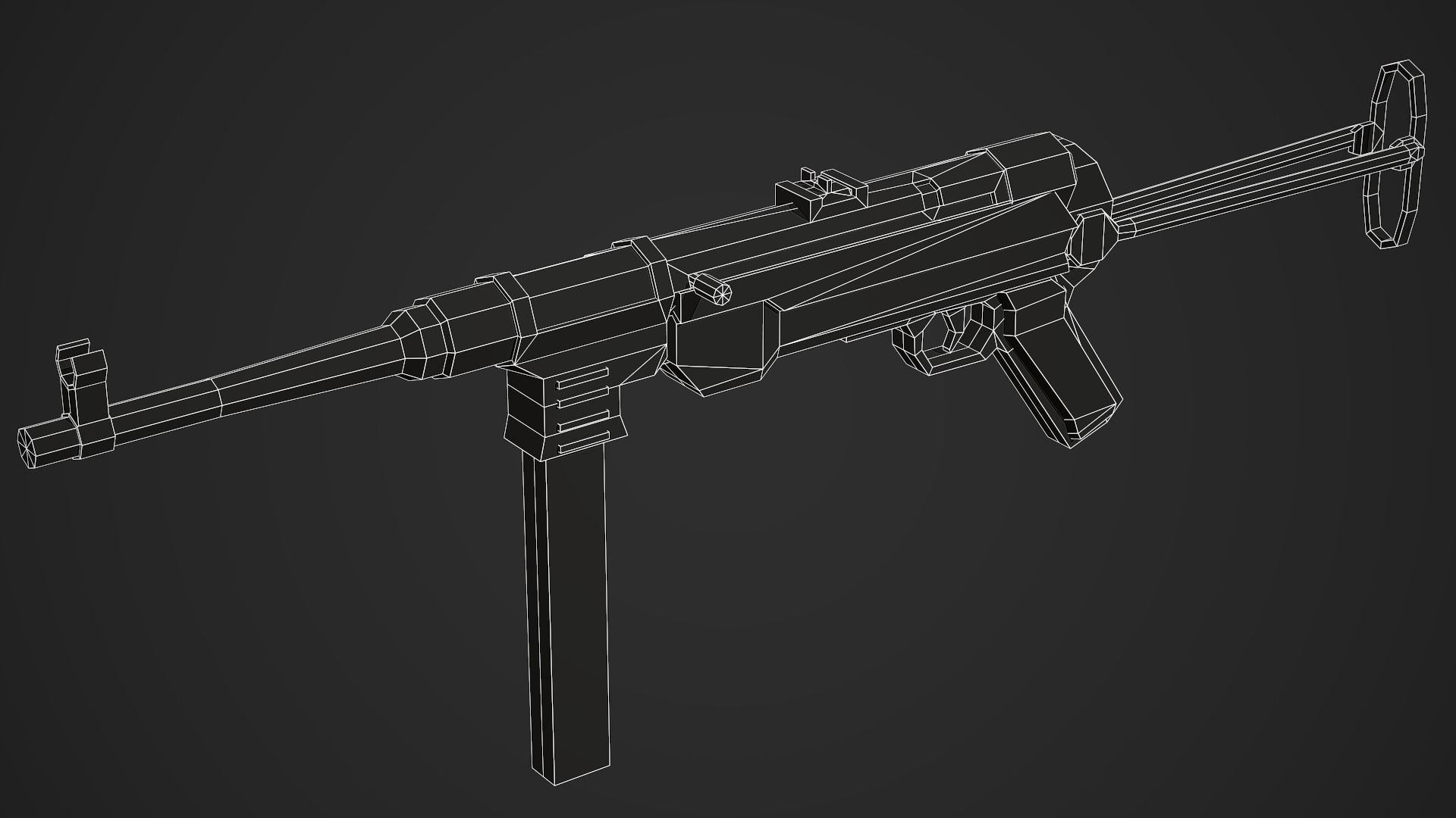Stylized Mp-40 SMG Low Poly Mobile Ready Low-poly 3D model_8