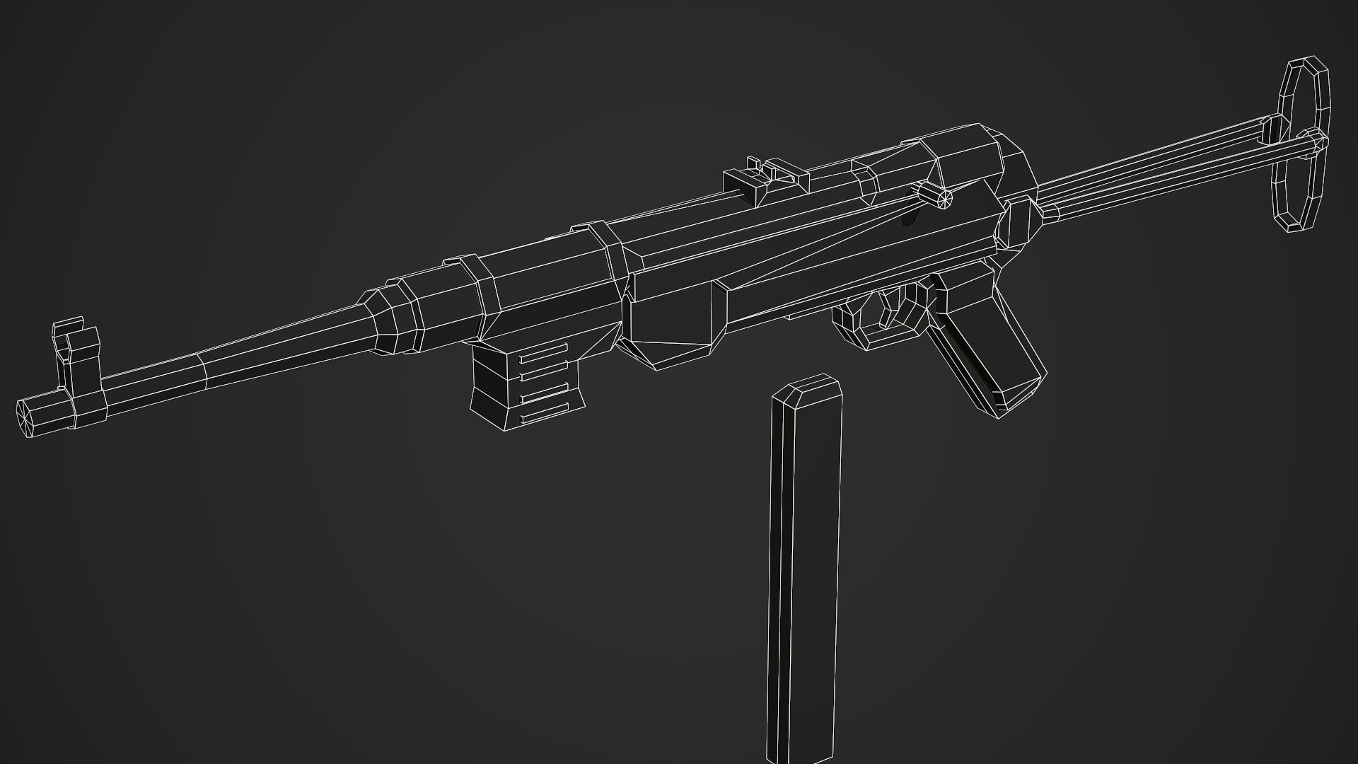 Stylized Mp-40 SMG Low Poly Mobile Ready Low-poly 3D model_9