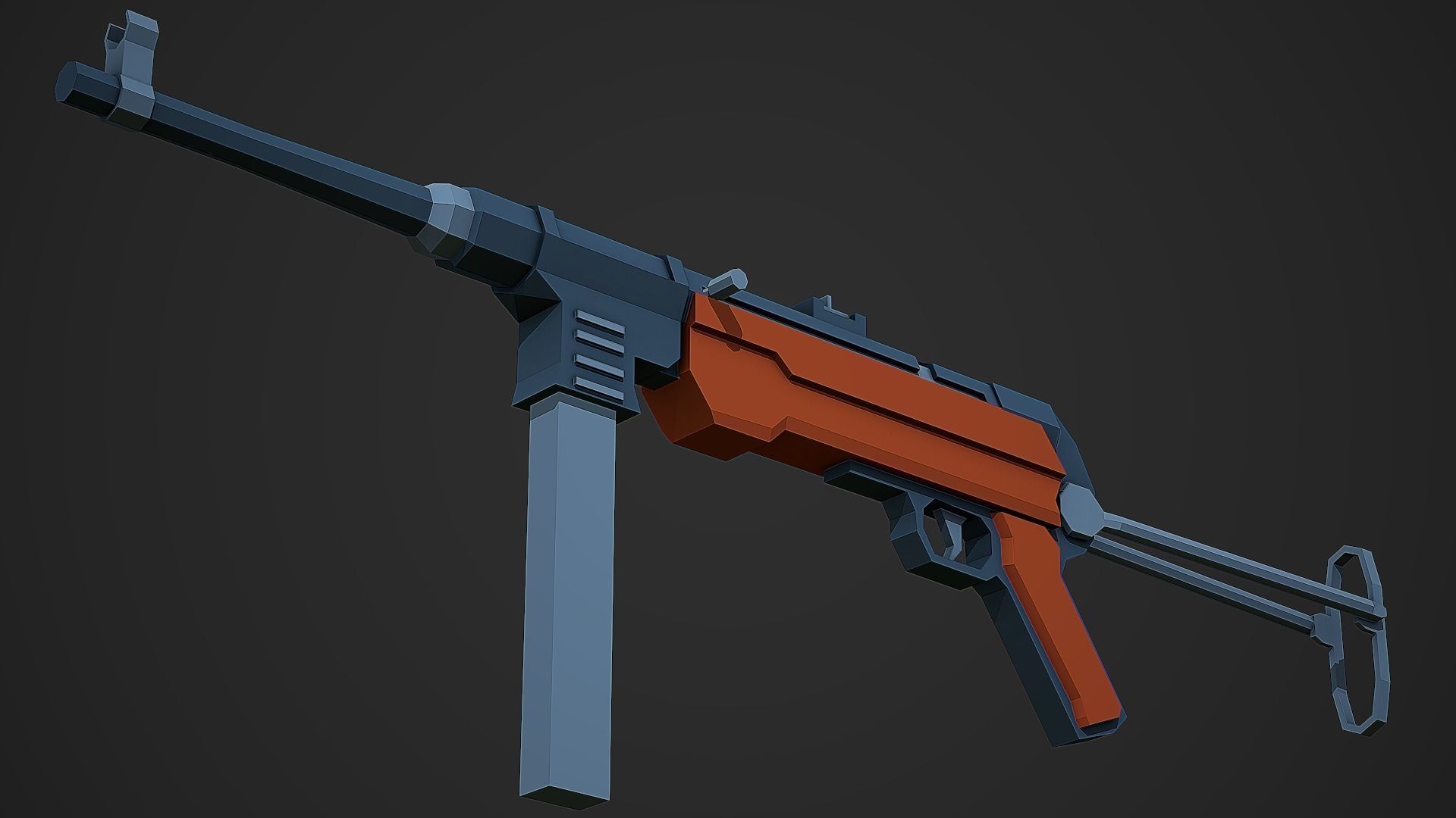 Stylized Mp-40 SMG Low Poly Mobile Ready Low-poly 3D model_4