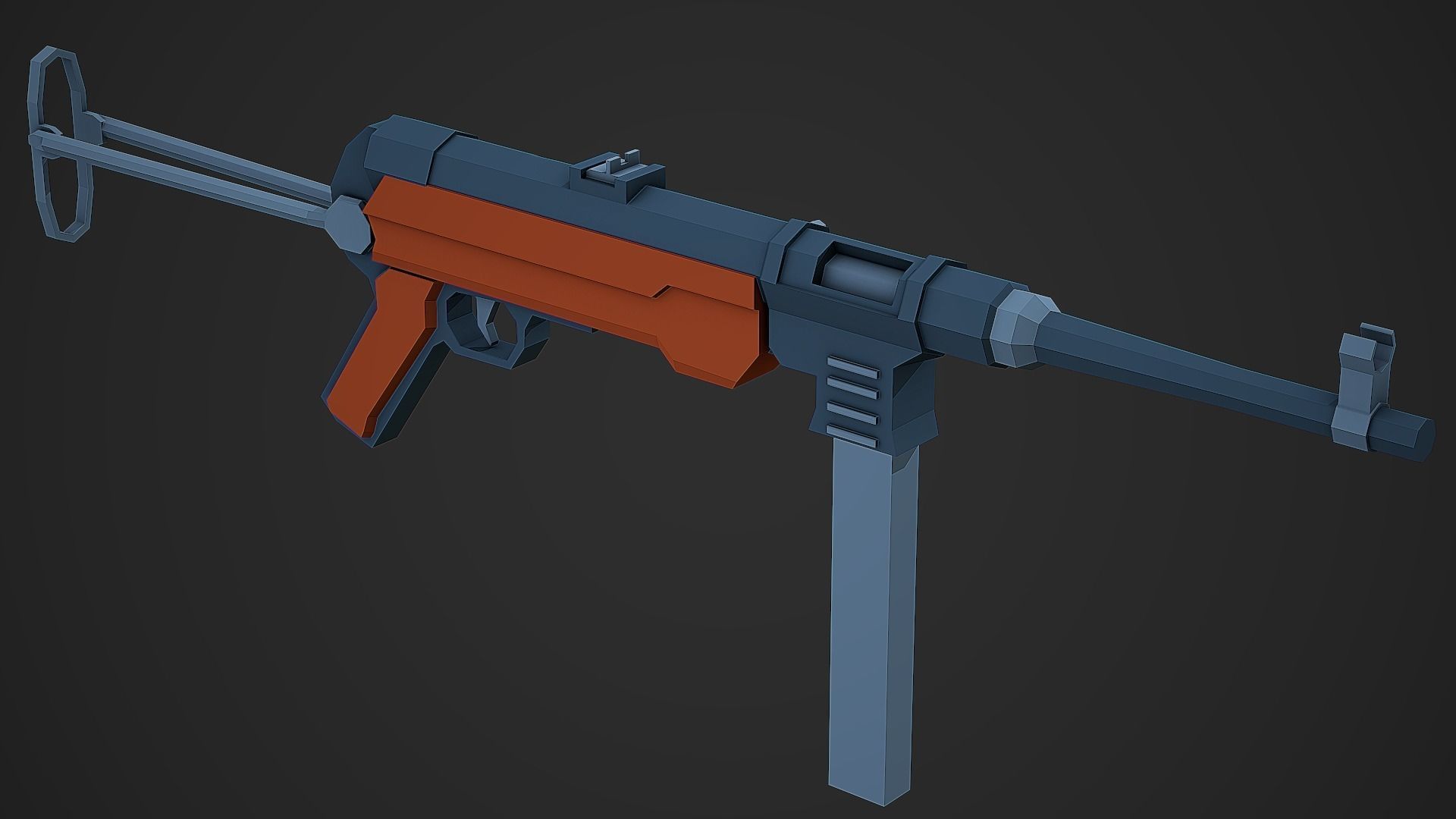 Stylized Mp-40 SMG Low Poly Mobile Ready Low-poly 3D model_2