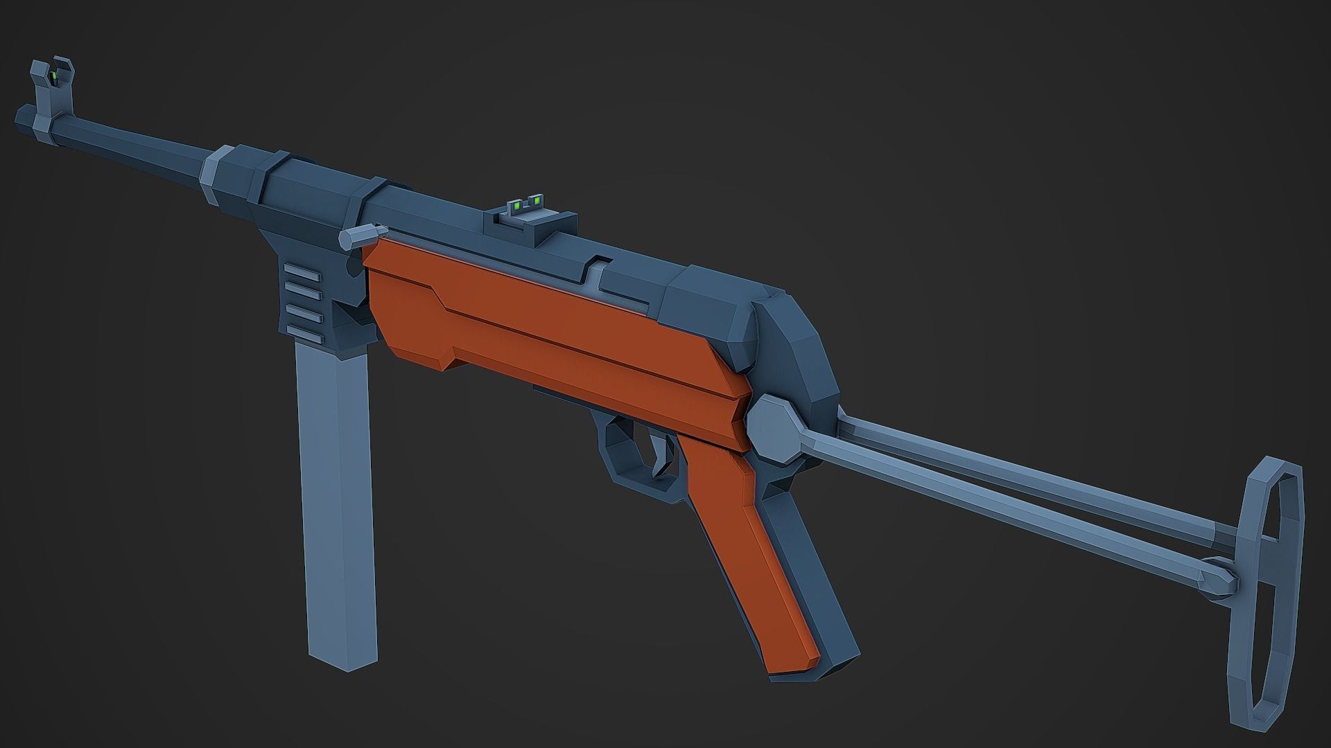 Stylized Mp-40 SMG Low Poly Mobile Ready Low-poly 3D model_1