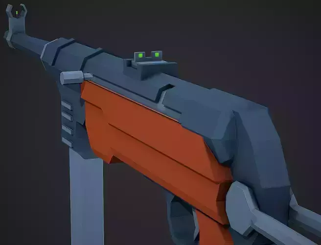 Stylized Mp-40 SMG Low Poly Mobile Ready Low-poly 3D model