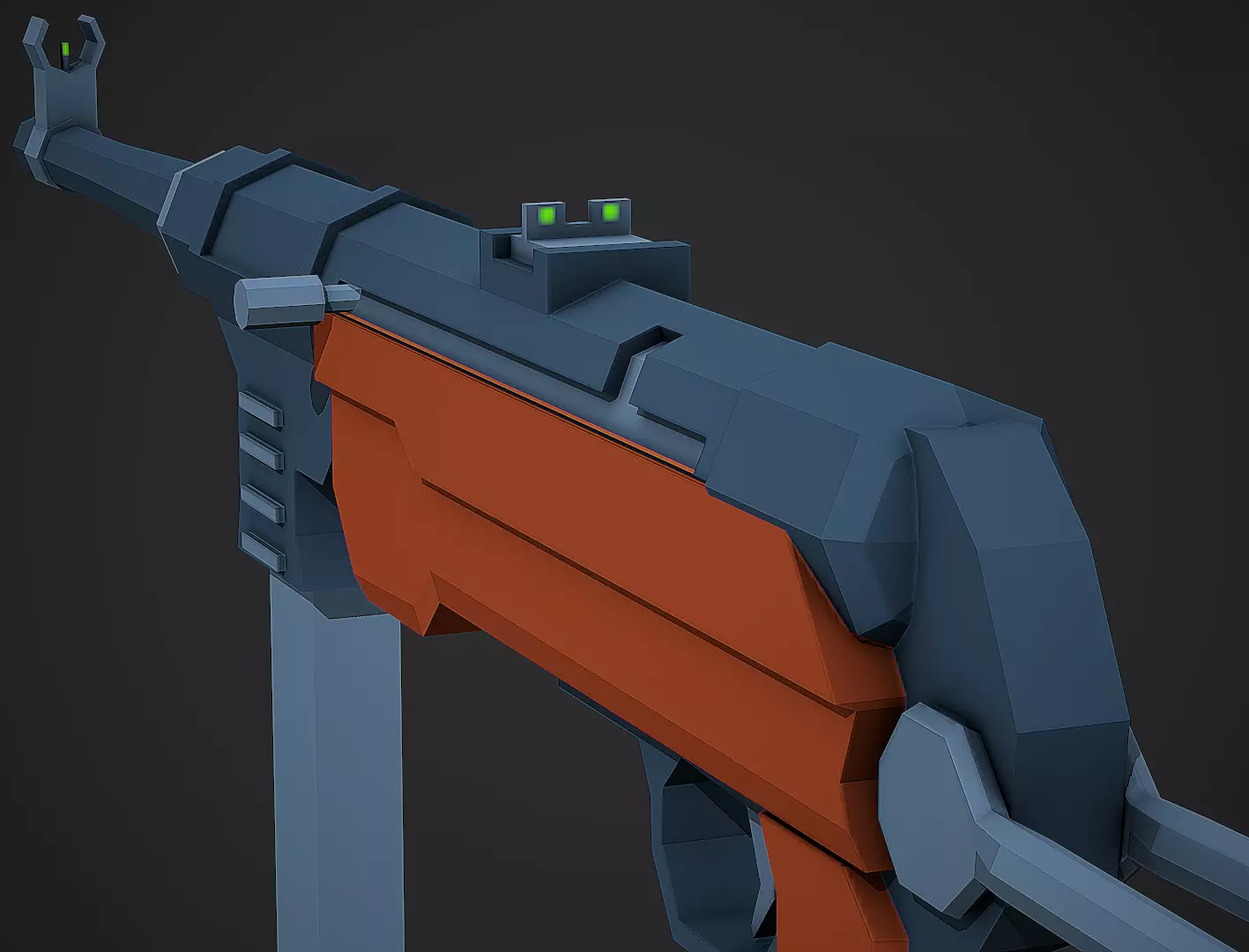 Stylized Mp-40 SMG Low Poly Mobile Ready Low-poly 3D model_0