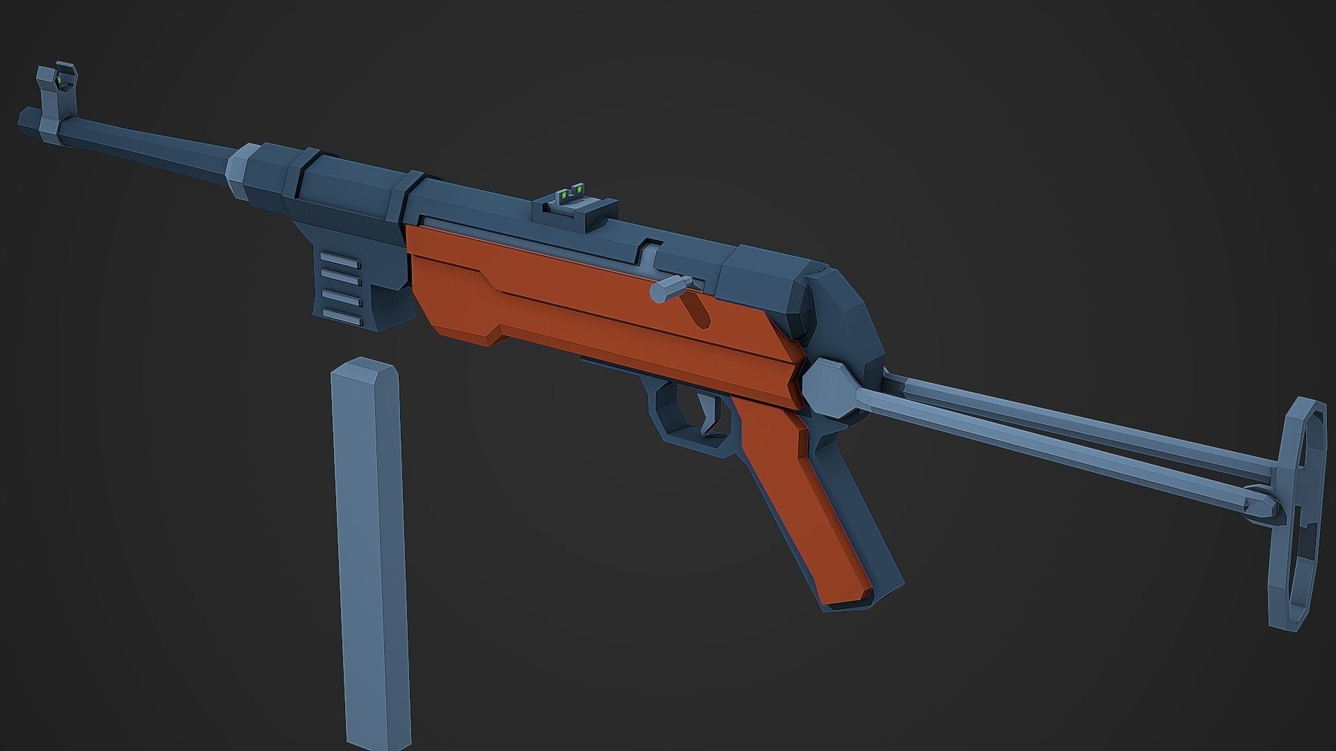 Stylized Mp-40 SMG Low Poly Mobile Ready Low-poly 3D model_5