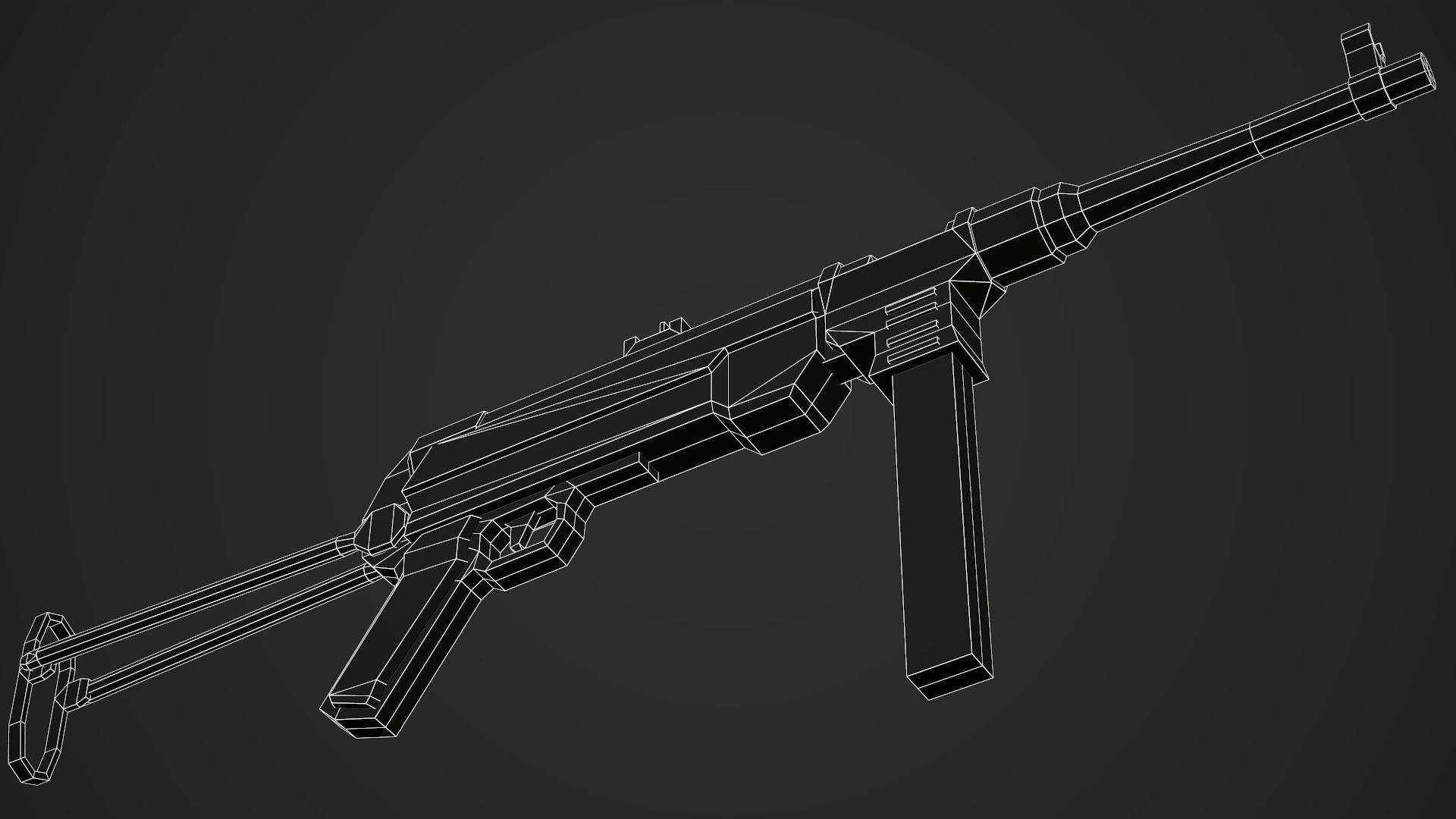 Stylized Mp-40 SMG Low Poly Mobile Ready Low-poly 3D model_11