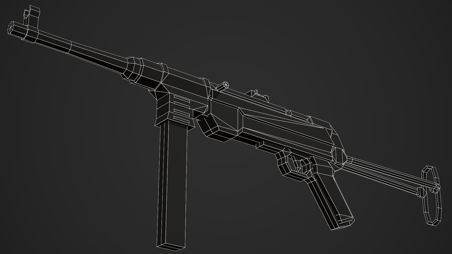 Stylized Mp-40 SMG Low Poly Mobile Ready Low-poly 3D model_10