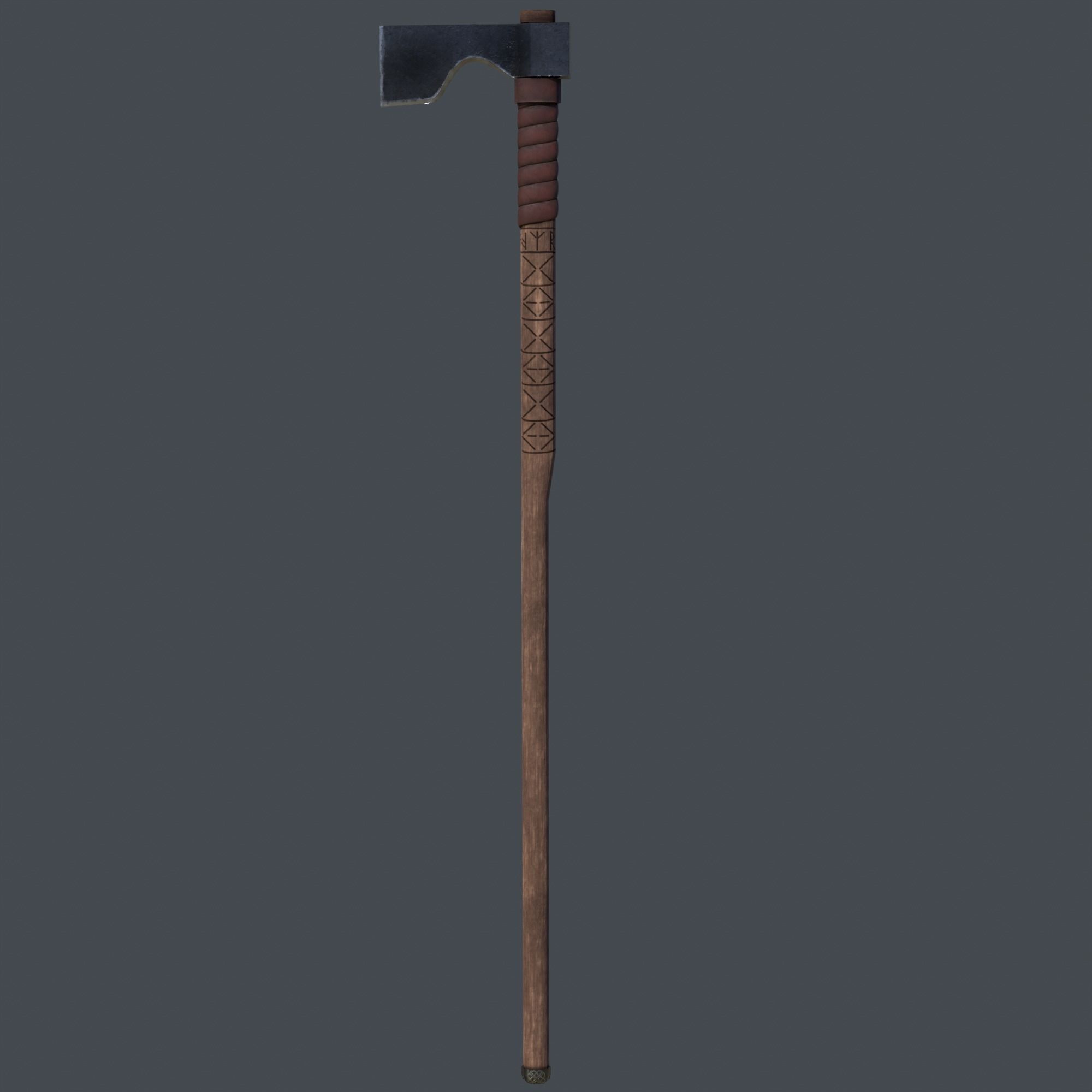 Shepherds axe Low-poly 3D model_3