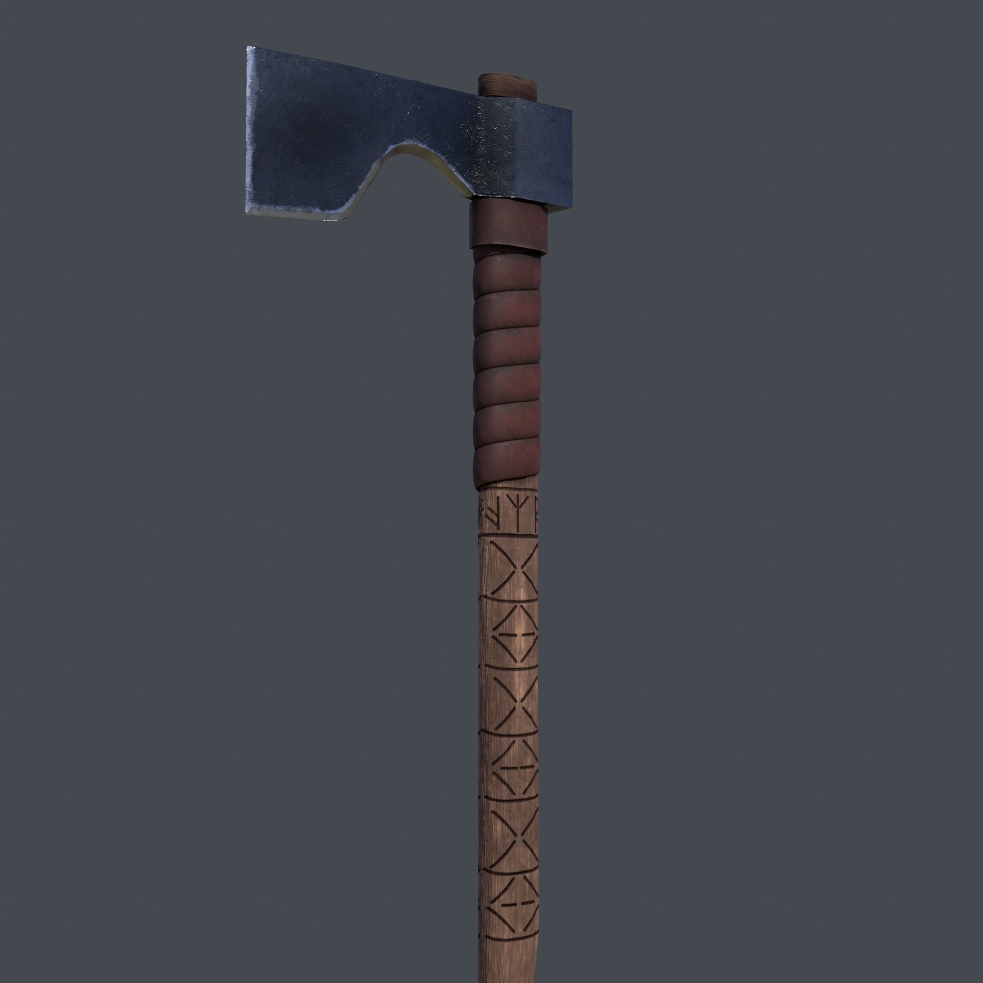 Shepherds axe Low-poly 3D model_2