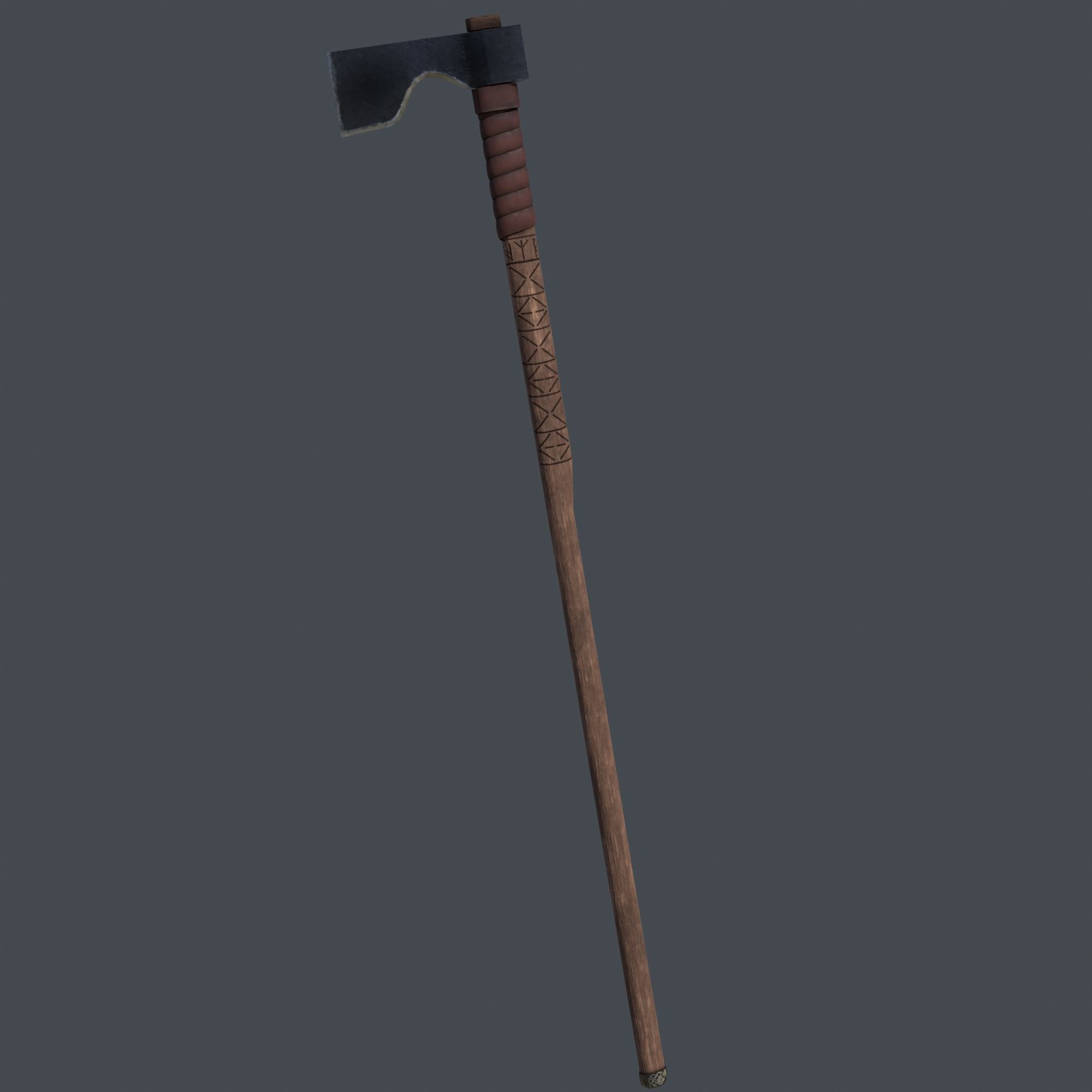 Shepherds axe Low-poly 3D model_5