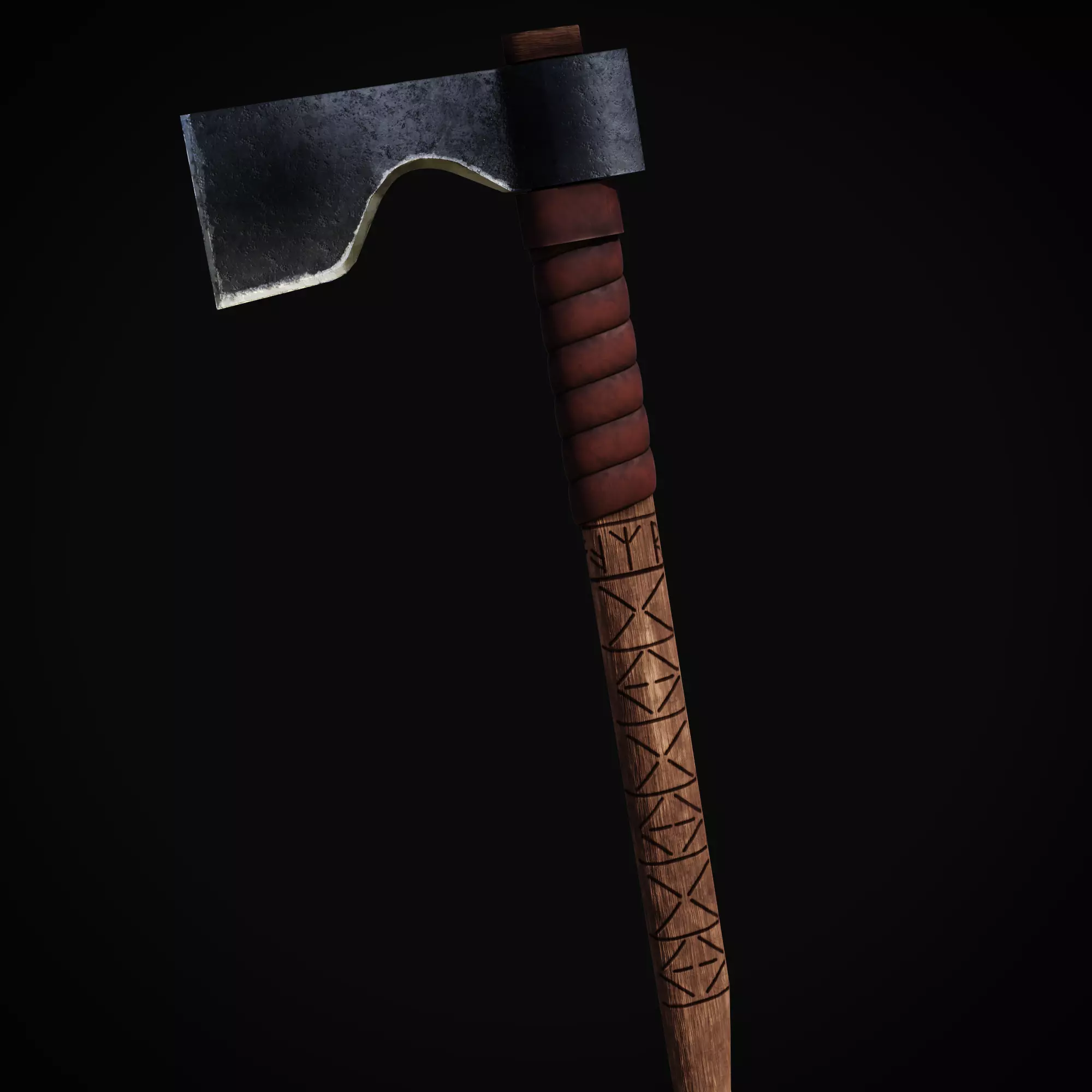 Shepherds axe Low-poly 3D model_0