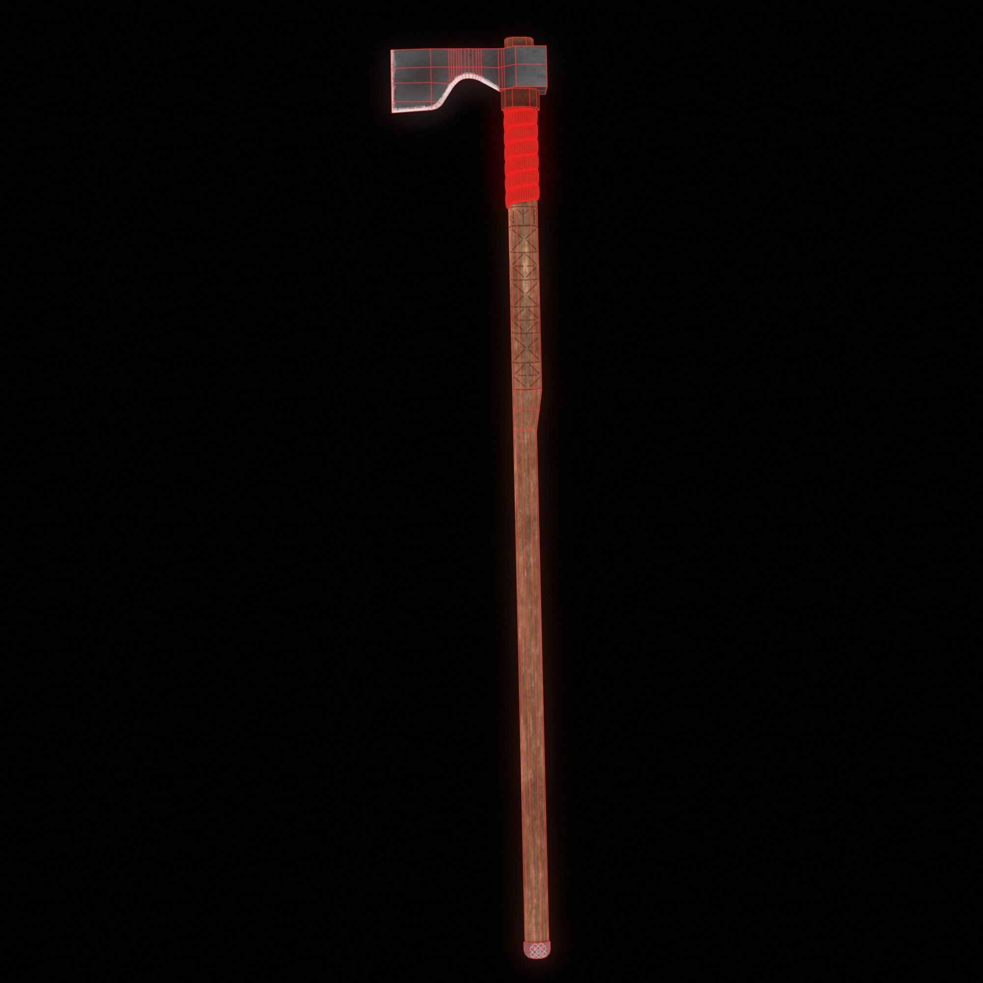 Shepherds axe Low-poly 3D model_7