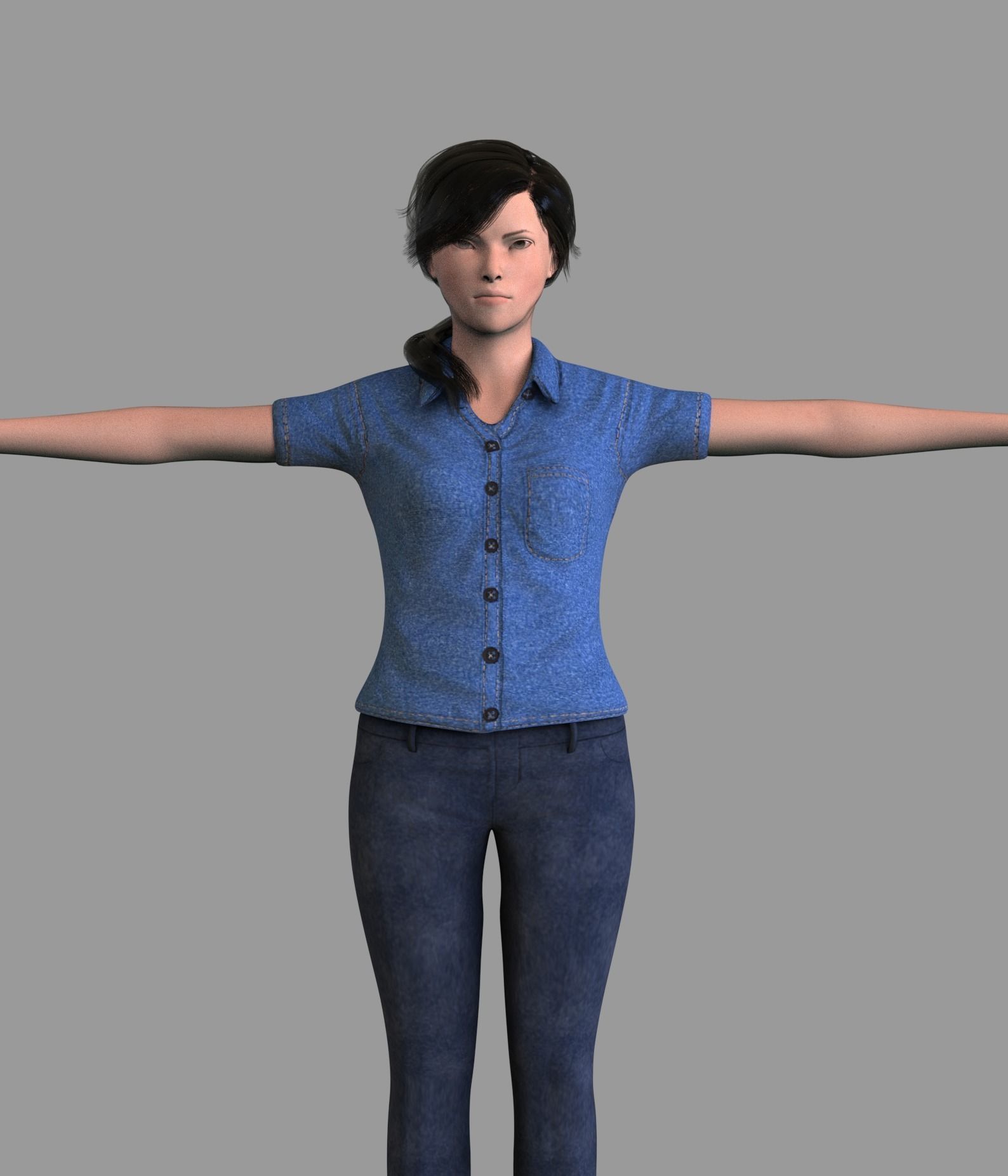 Female model realistic RIGGED character  Low-poly 3D model_2