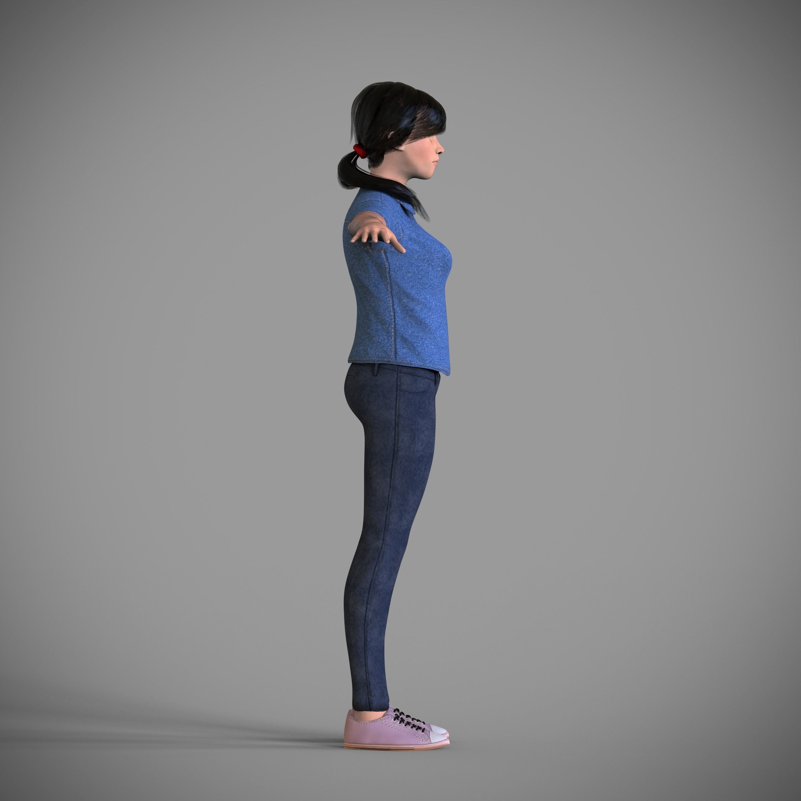 Female model realistic RIGGED character  Low-poly 3D model_3