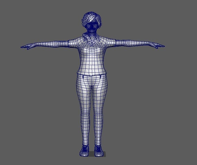 Female model realistic RIGGED character  Low-poly 3D model_5