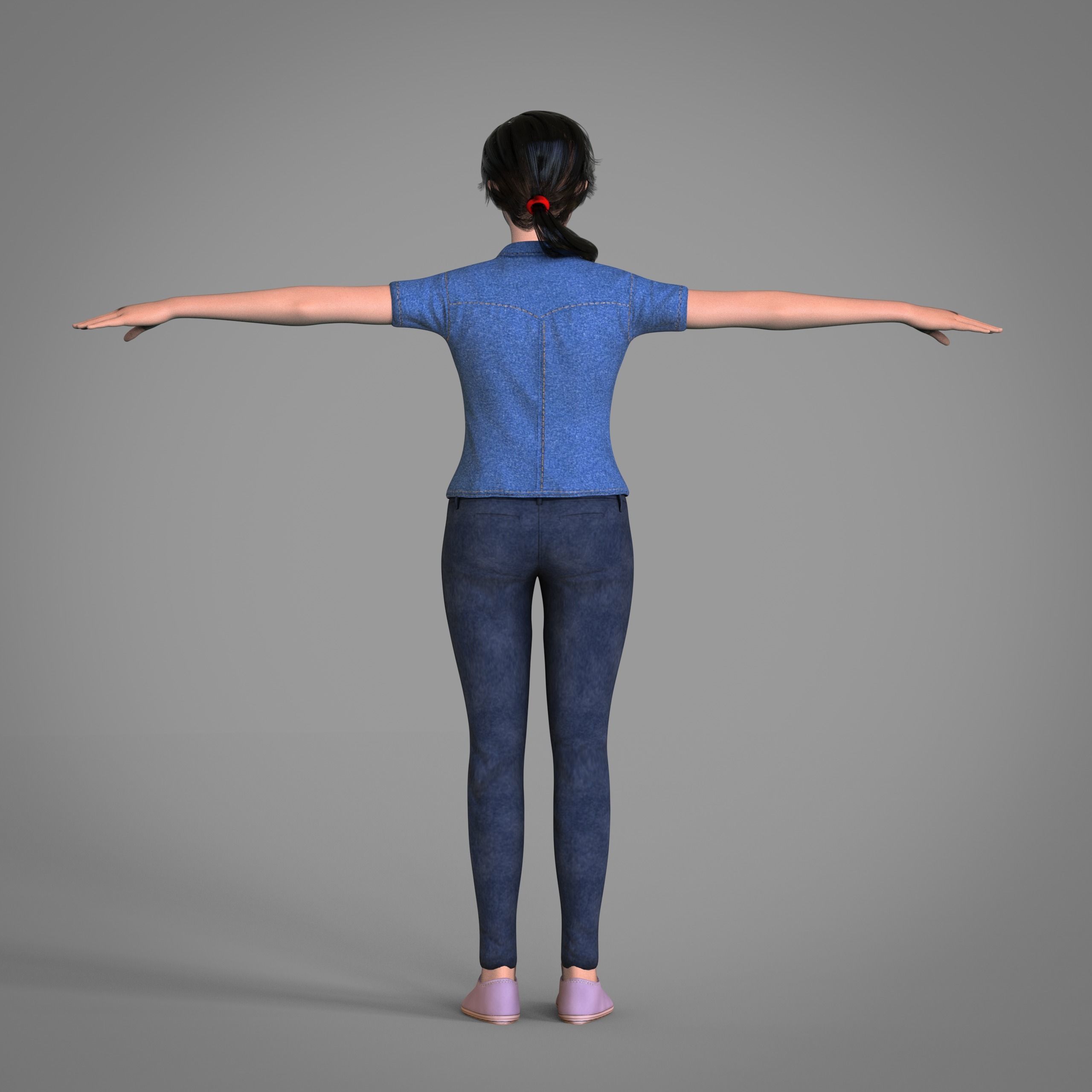 Female model realistic RIGGED character  Low-poly 3D model_4