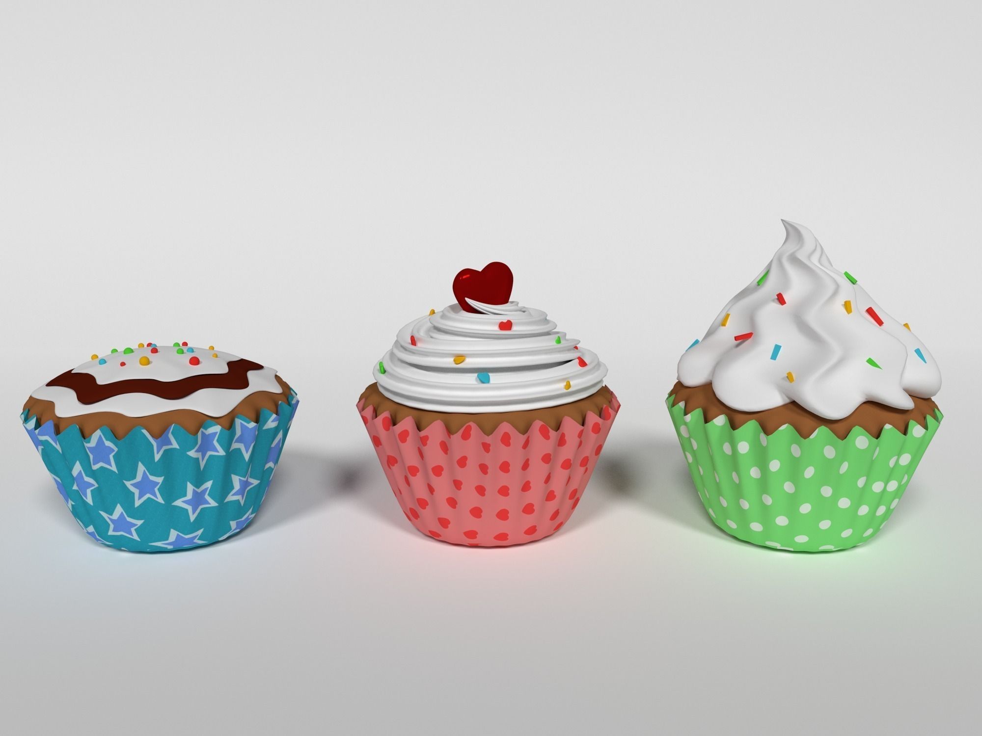 Cupcake with heart 3D model_1