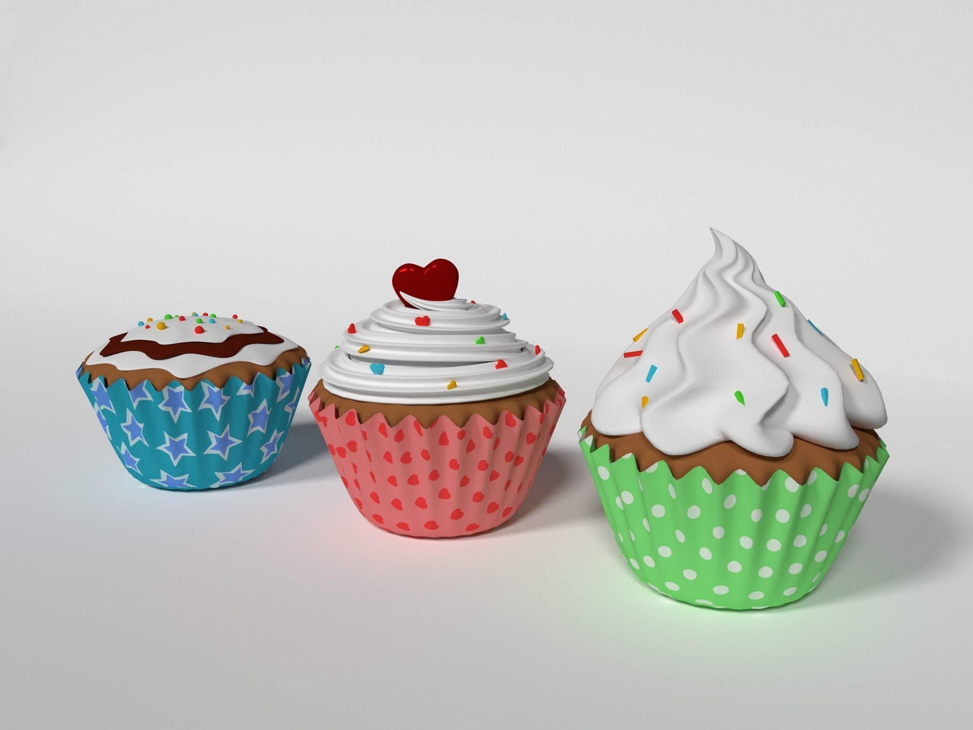 Cupcake with heart 3D model_0