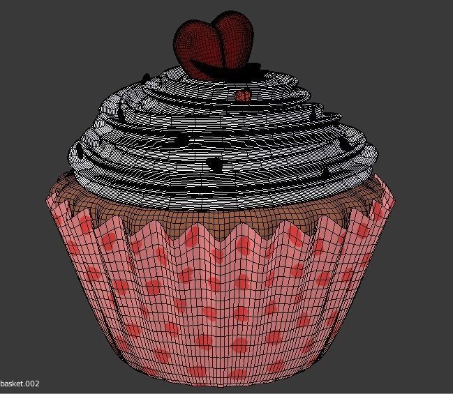 Cupcake with heart 3D model_3