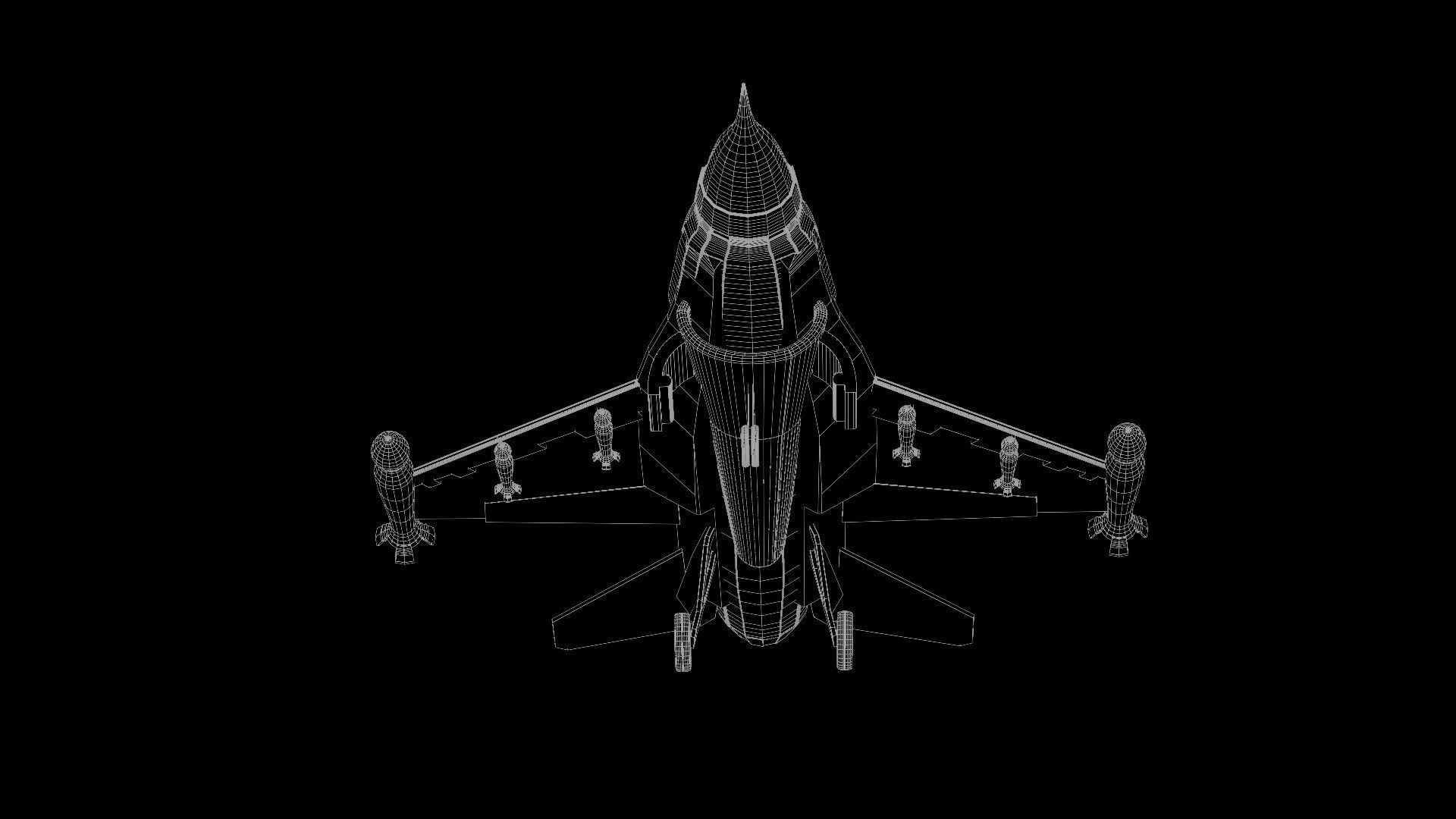 Fighter Jet F16 Low-poly 3D model_6