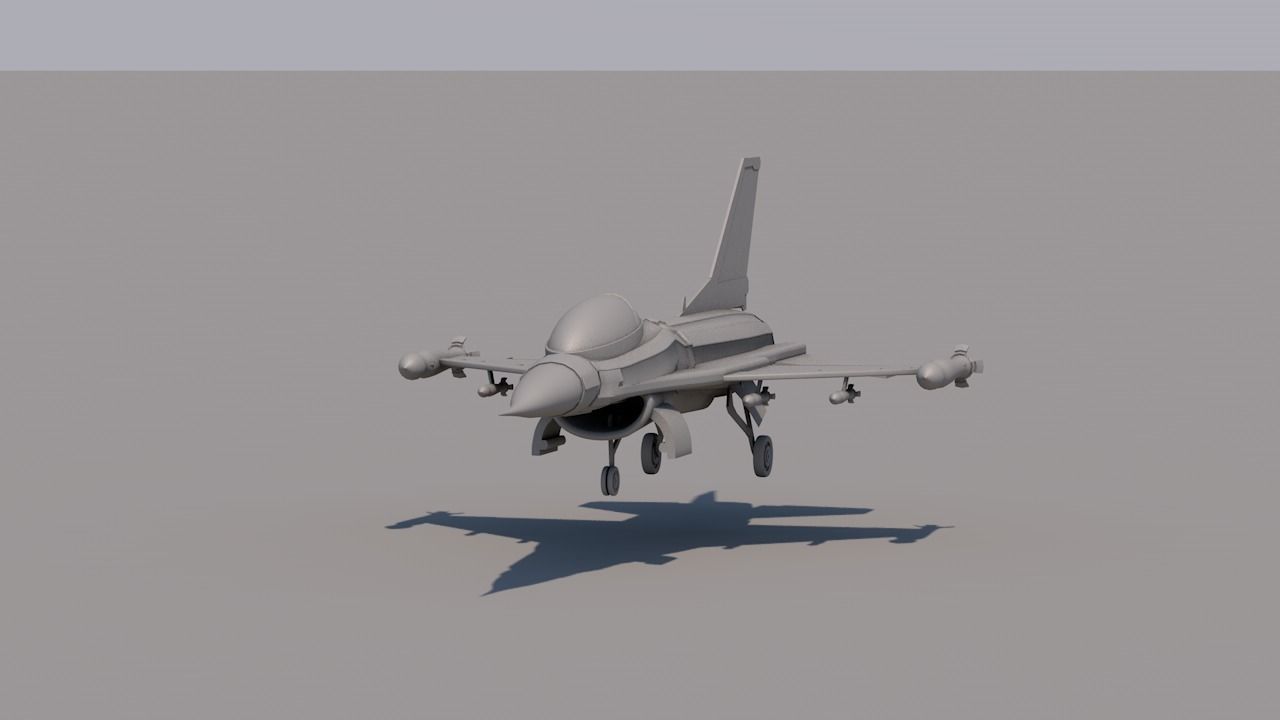 Fighter Jet F16 Low-poly 3D model_13