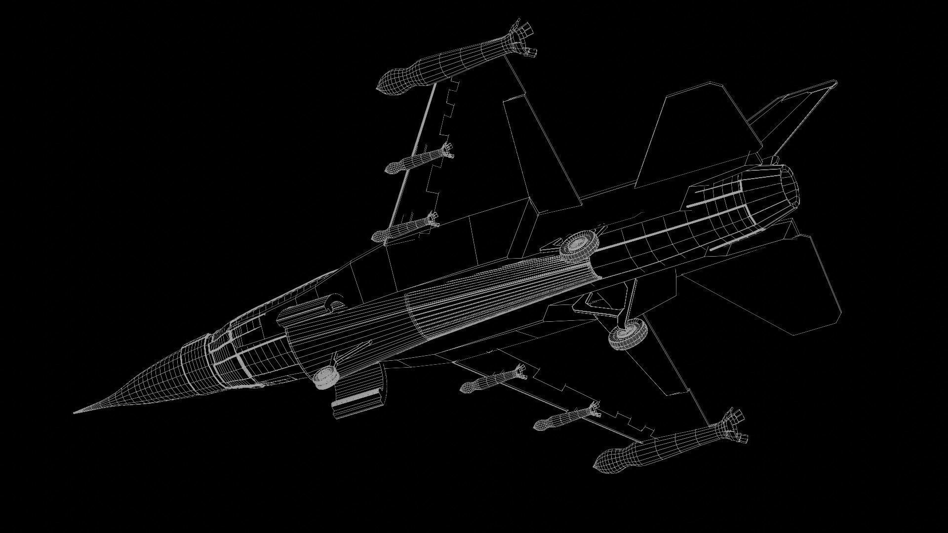 Fighter Jet F16 Low-poly 3D model_8